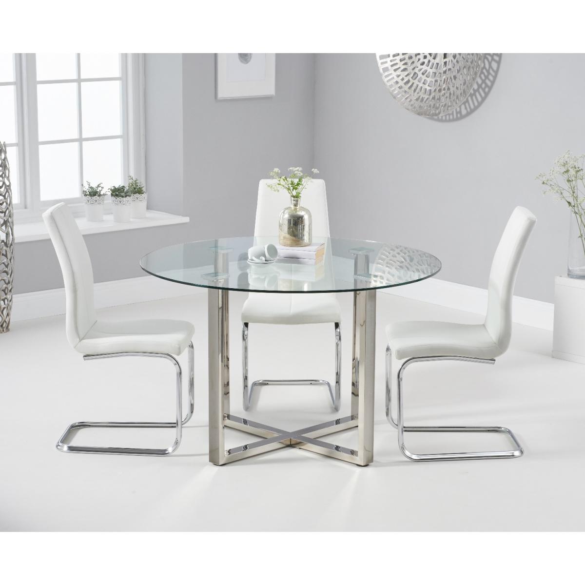 Vaso 120cm Round Glass Dining Table With Tarin Dining Chairs - White, 4 Chairs – image 2