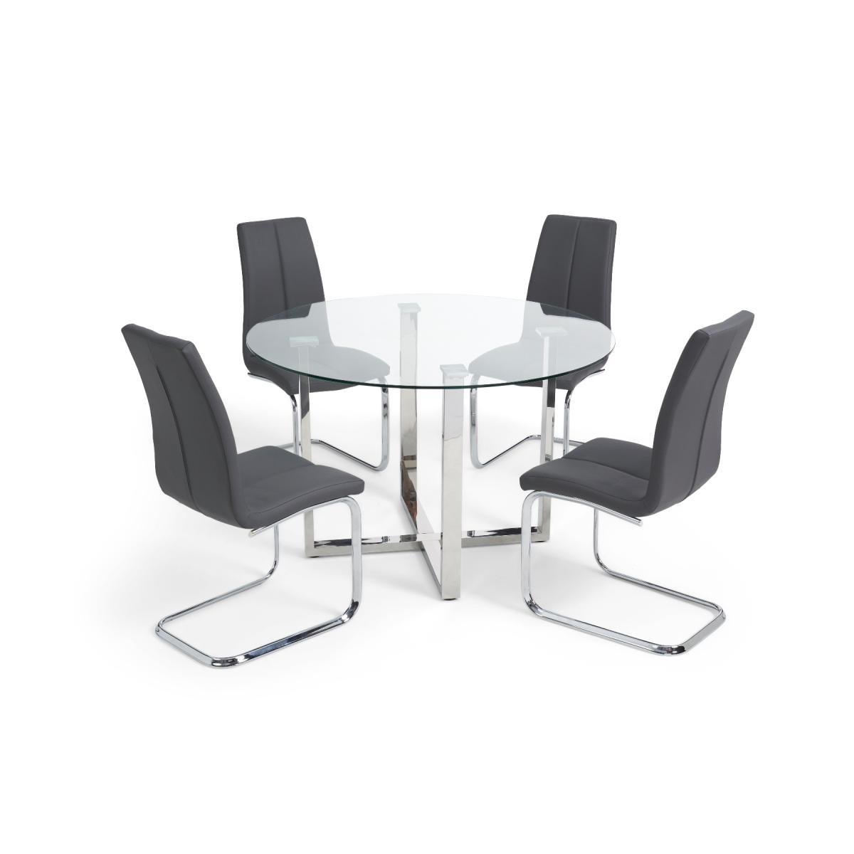 Vaso 120cm Round Glass Dining Table With Tarin Dining Chairs - White, 4 Chairs – image 11