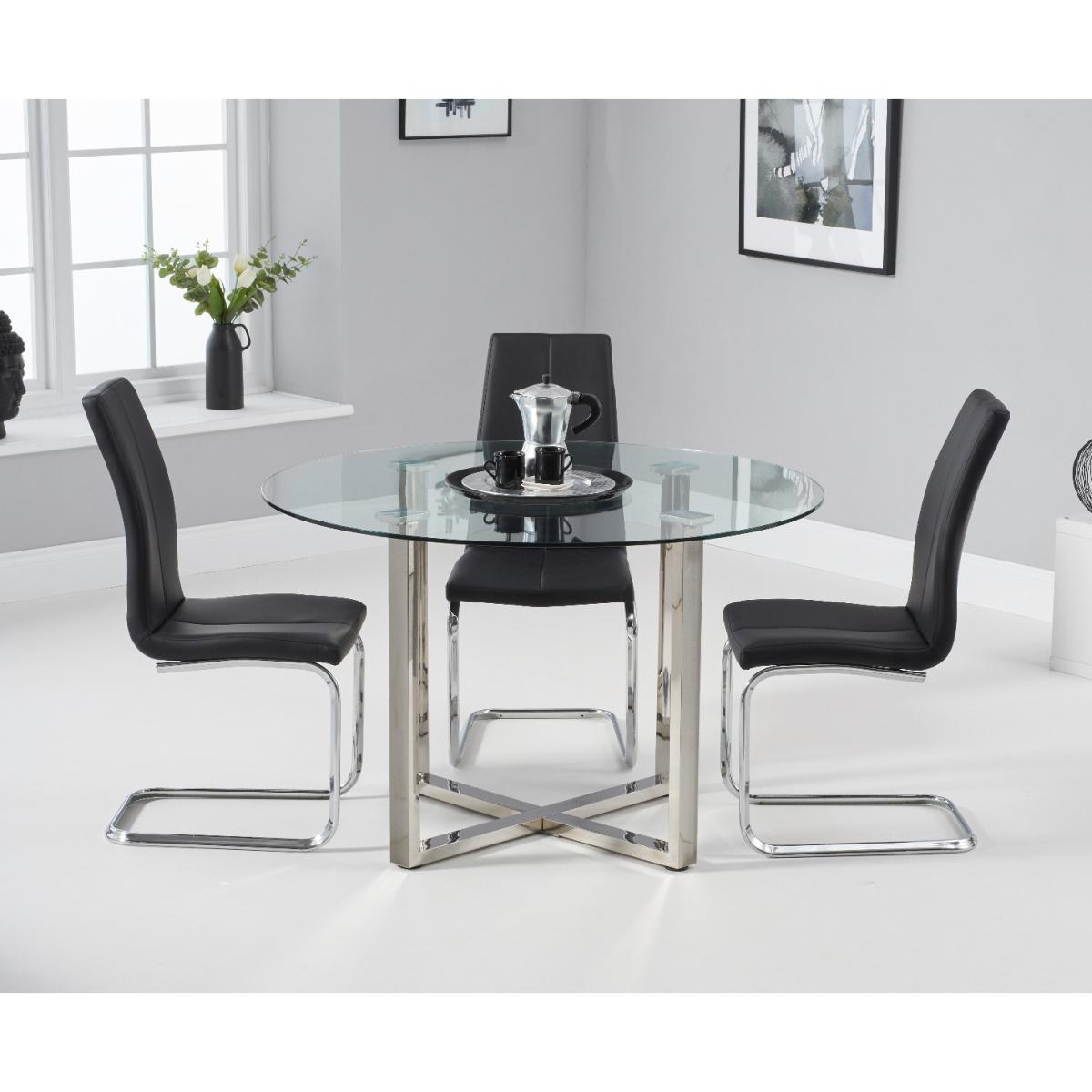 Vaso 120cm Round Glass Dining Table With Tarin Dining Chairs - White, 4 Chairs – image 3