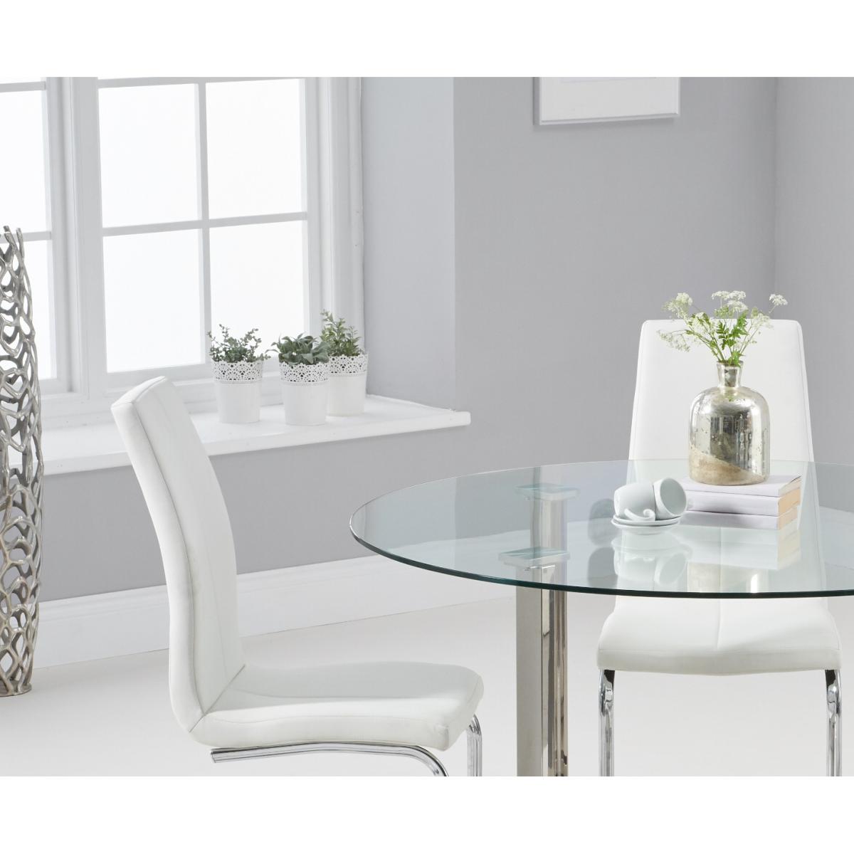 Vaso 120cm Round Glass Dining Table With Tarin Dining Chairs - White, 4 Chairs – image 5