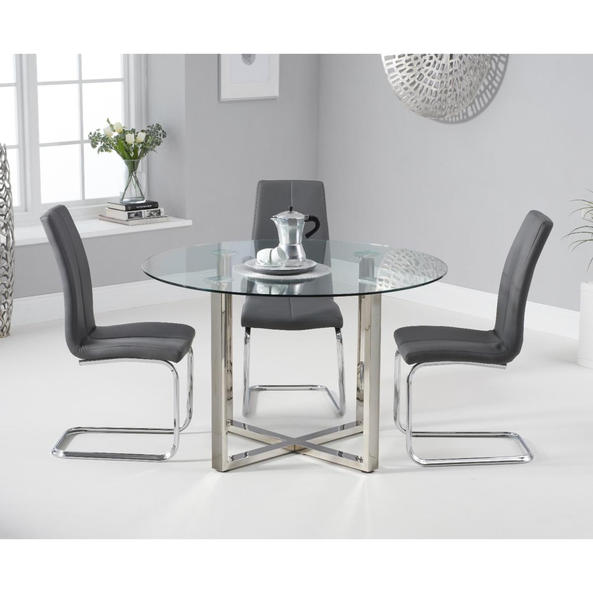 Vaso 120cm Round Glass Dining Table With Tarin Dining Chairs - White, 4 Chairs – image 1