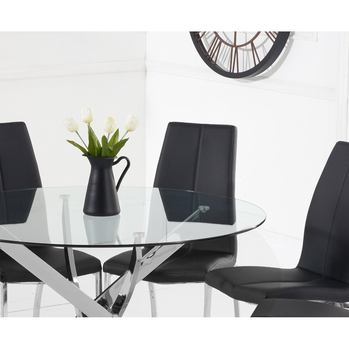 Denver 120cm Glass Dining Table With 6 Black Cavello Chairs – image 2