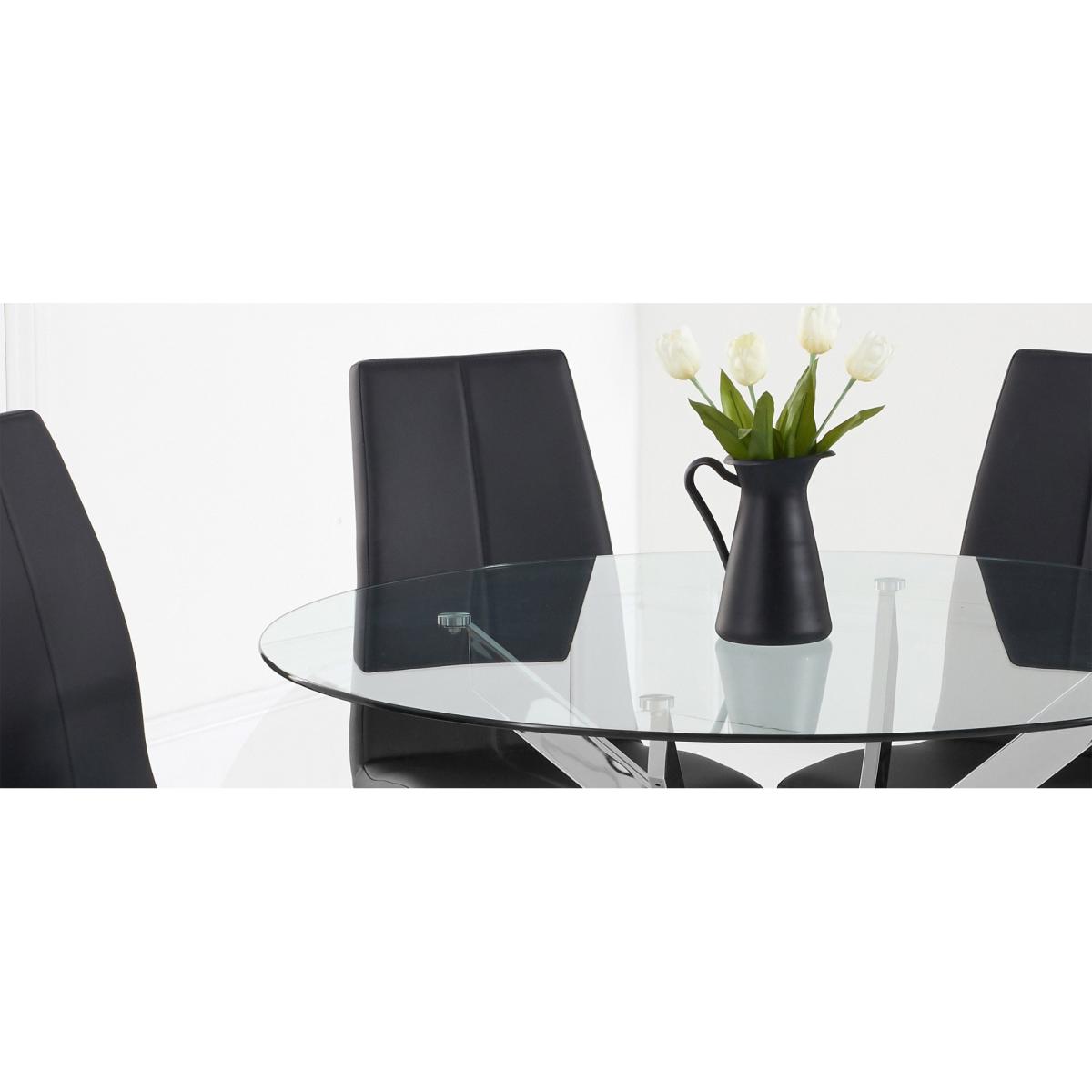 Denver 120cm Glass Dining Table With 6 Black Cavello Chairs – image 14