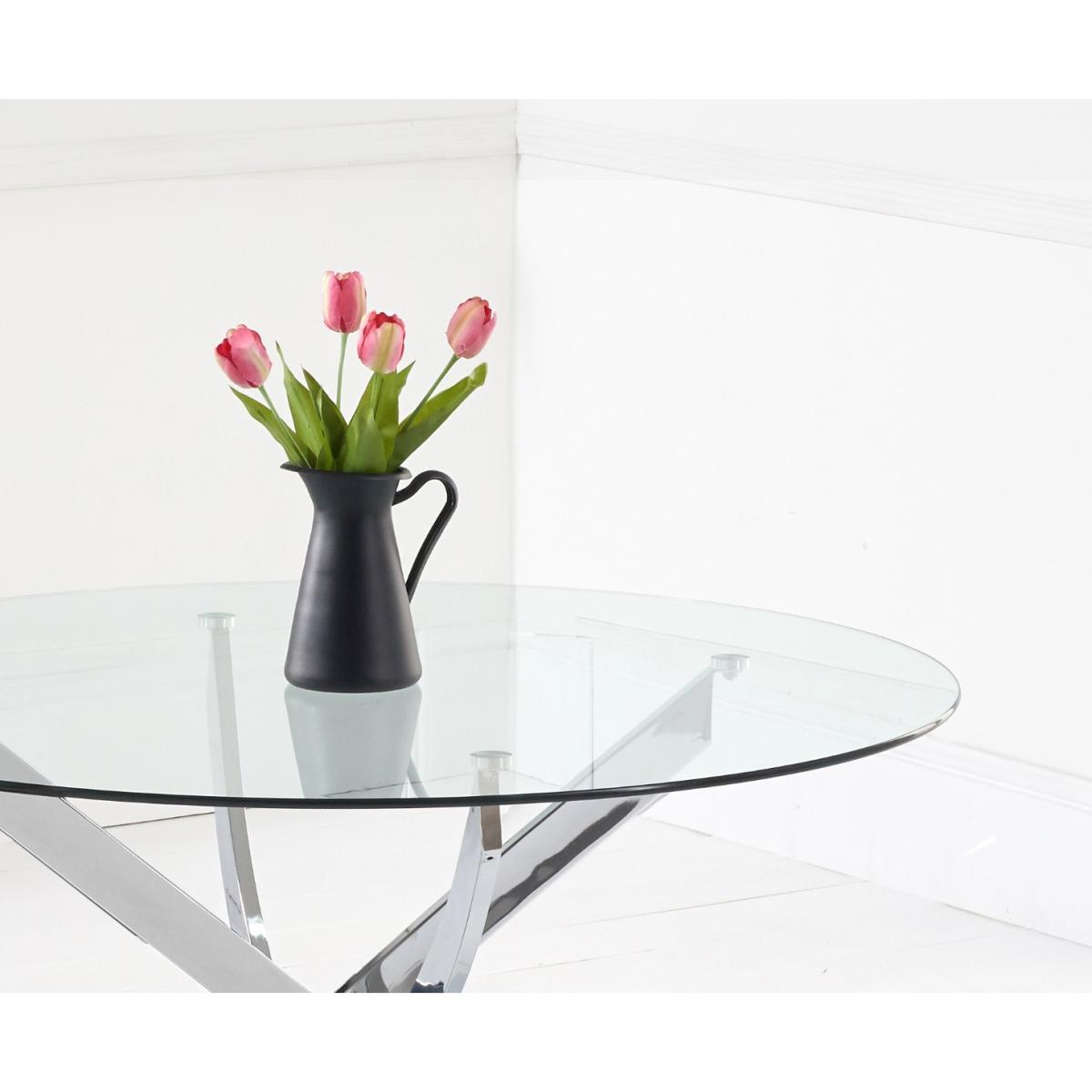 Denver 120cm Glass Dining Table With 6 Black Cavello Chairs – image 5