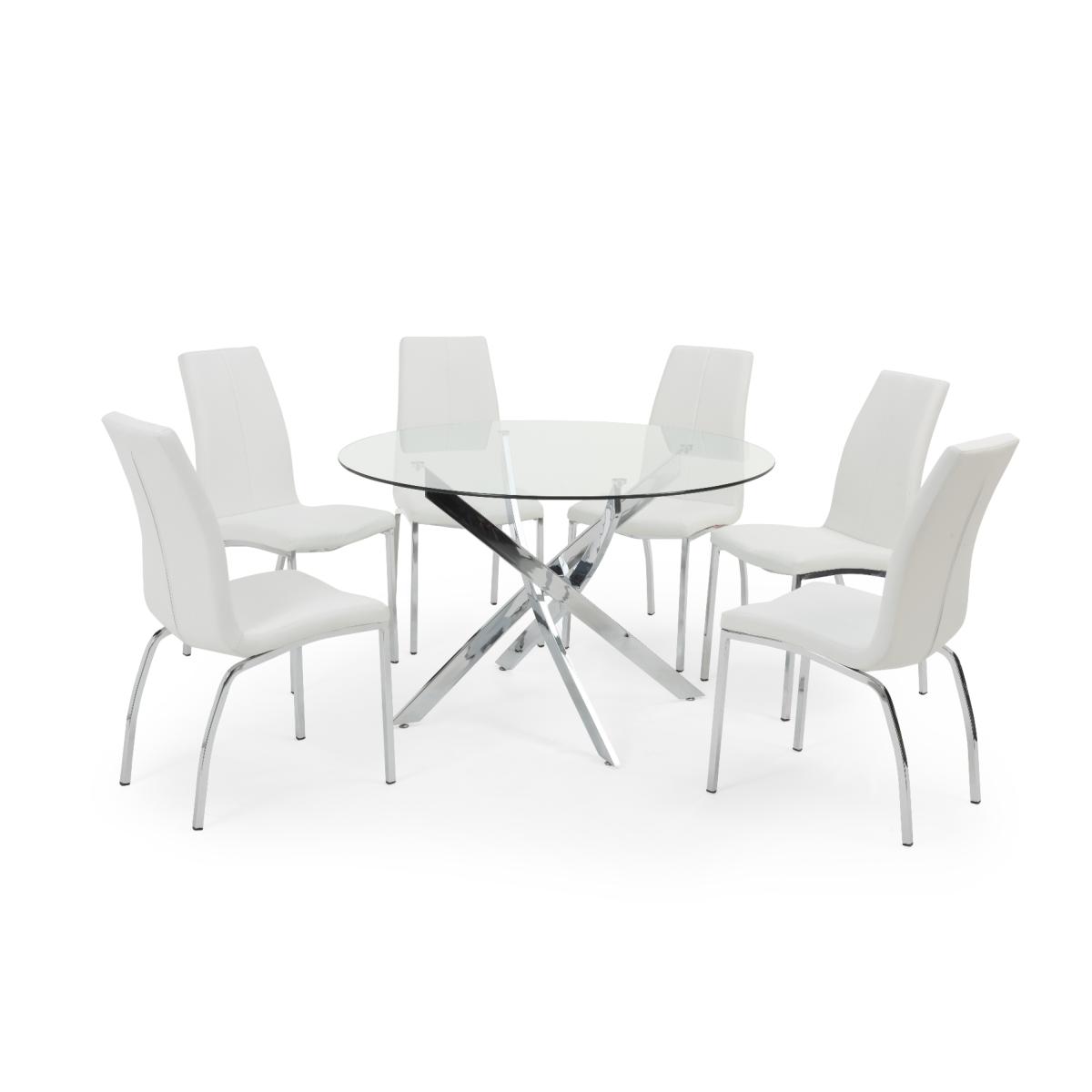 Denver 120cm Glass Dining Table With 6 Black Cavello Chairs – image 8