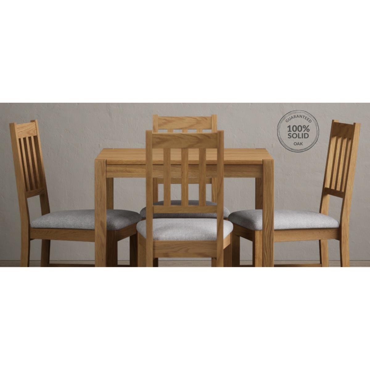 York 80cm Solid Oak Dining Table With 2 Grey Lila Velvet Chairs – image 17