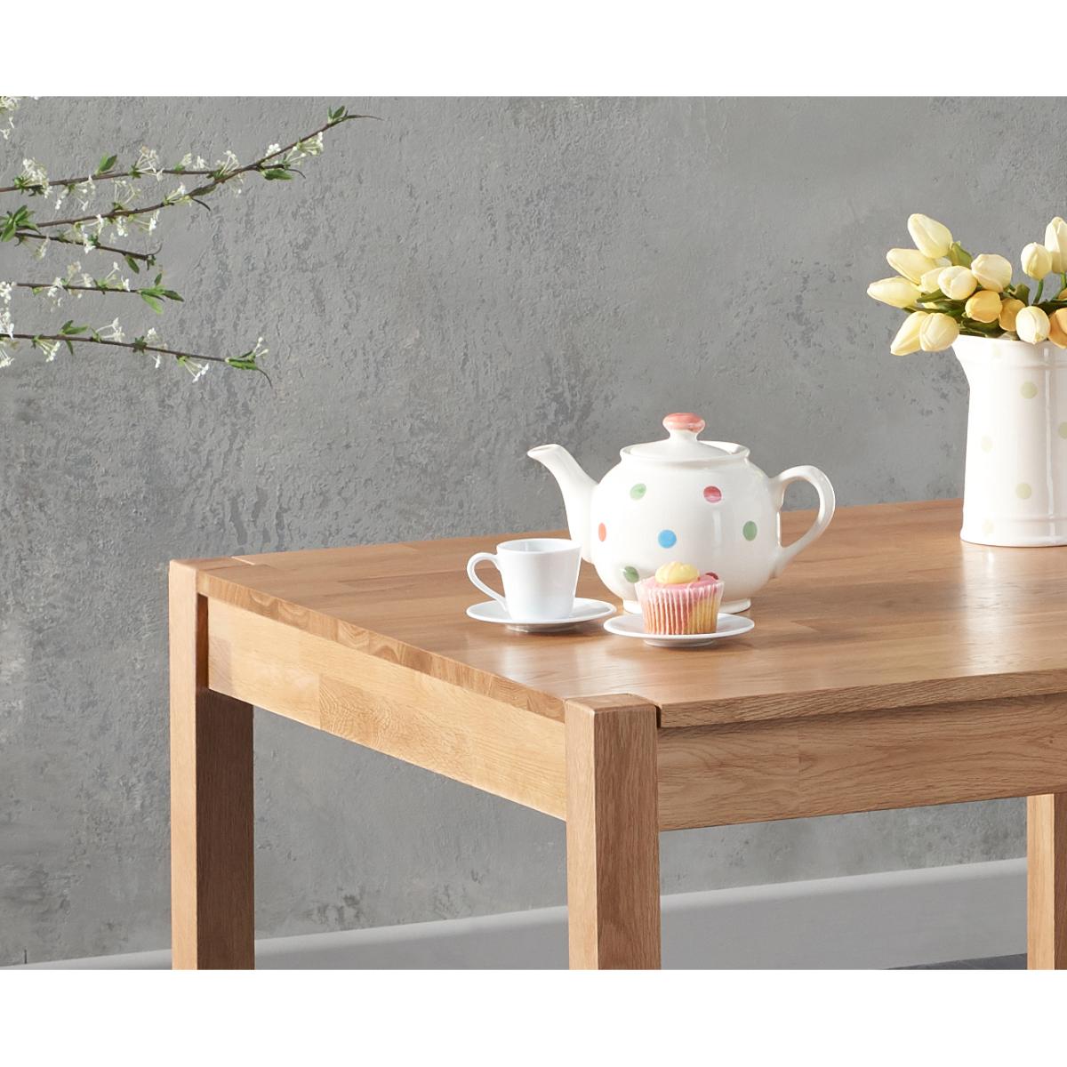 York 80cm Solid Oak Dining Table With 2 Grey Lila Velvet Chairs – image 5
