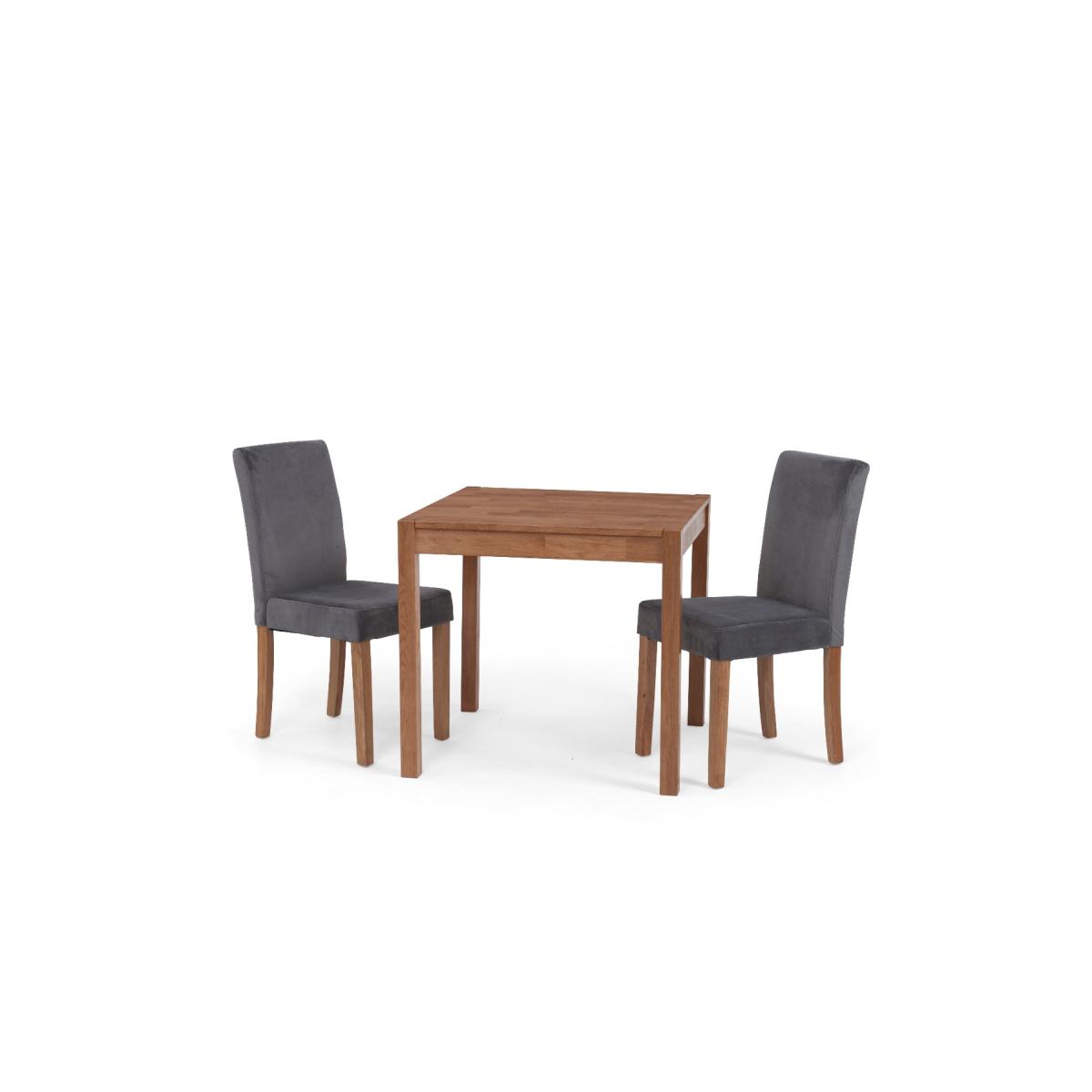 York 80cm Solid Oak Dining Table With 2 Grey Lila Velvet Chairs – image 7