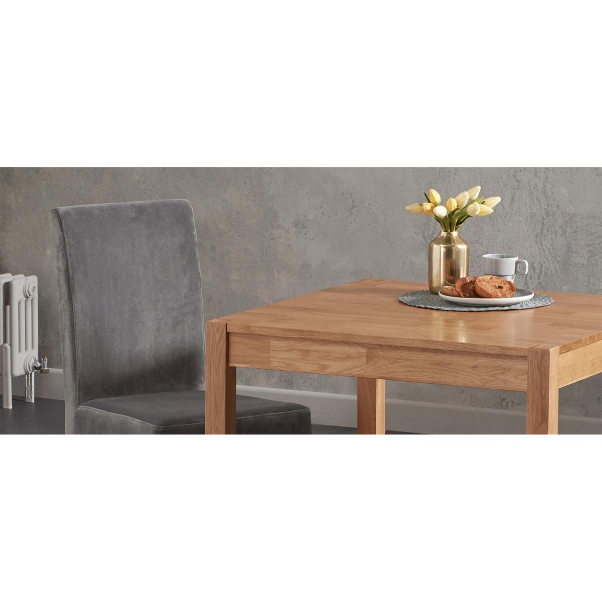 York 80cm Solid Oak Dining Table With 2 Grey Lila Velvet Chairs – image 9