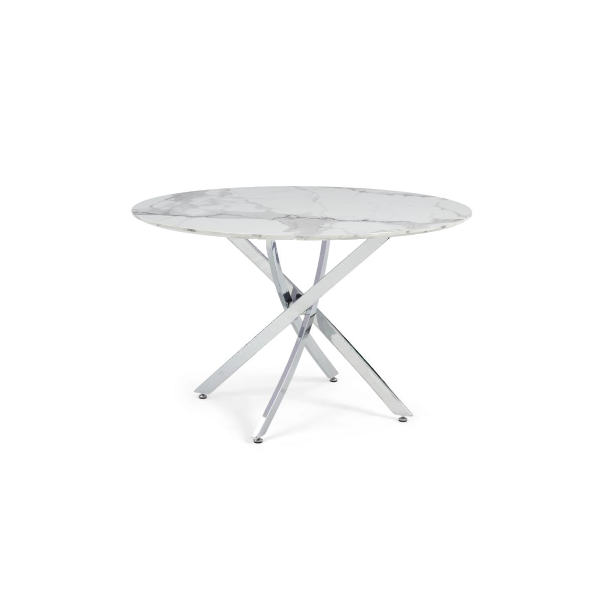 Carter 120cm Round White Marble Table With 6 Black Cavello Chairs – image 14