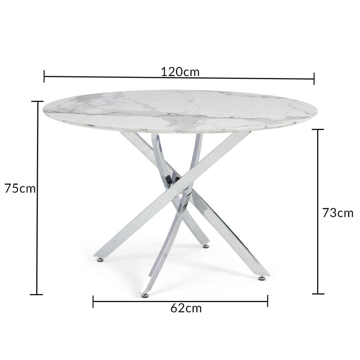 Carter 120cm Round White Marble Table With 6 Black Cavello Chairs – image 21