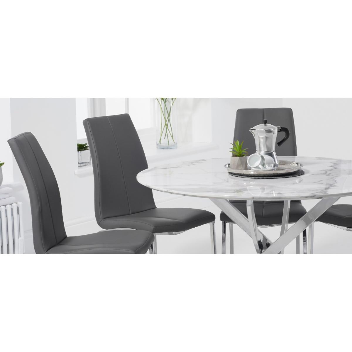Carter 120cm Round White Marble Table With 6 Black Cavello Chairs – image 9
