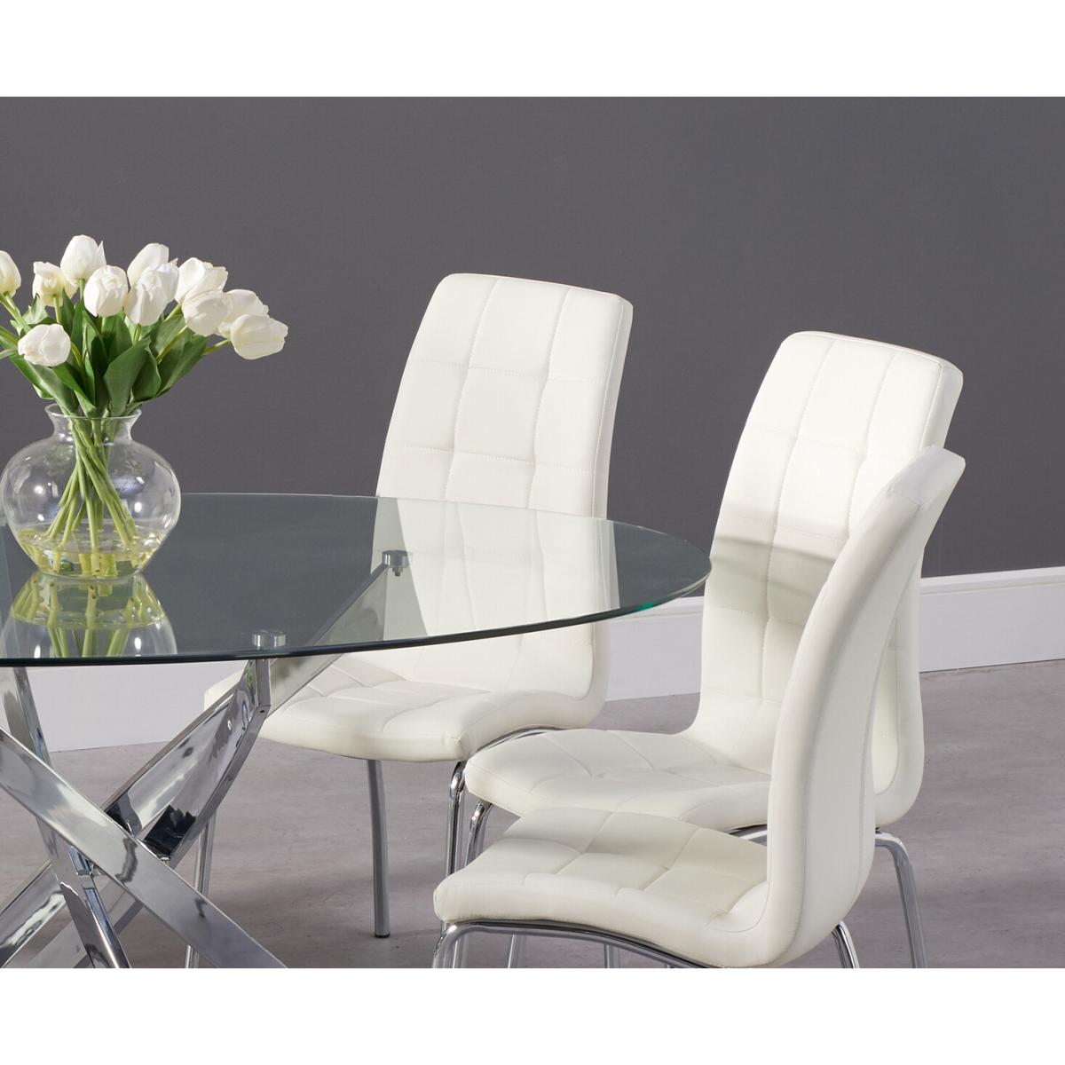 Bernini 165cm Oval Glass Dining Table with 4 Grey Vigo Chairs – image 2