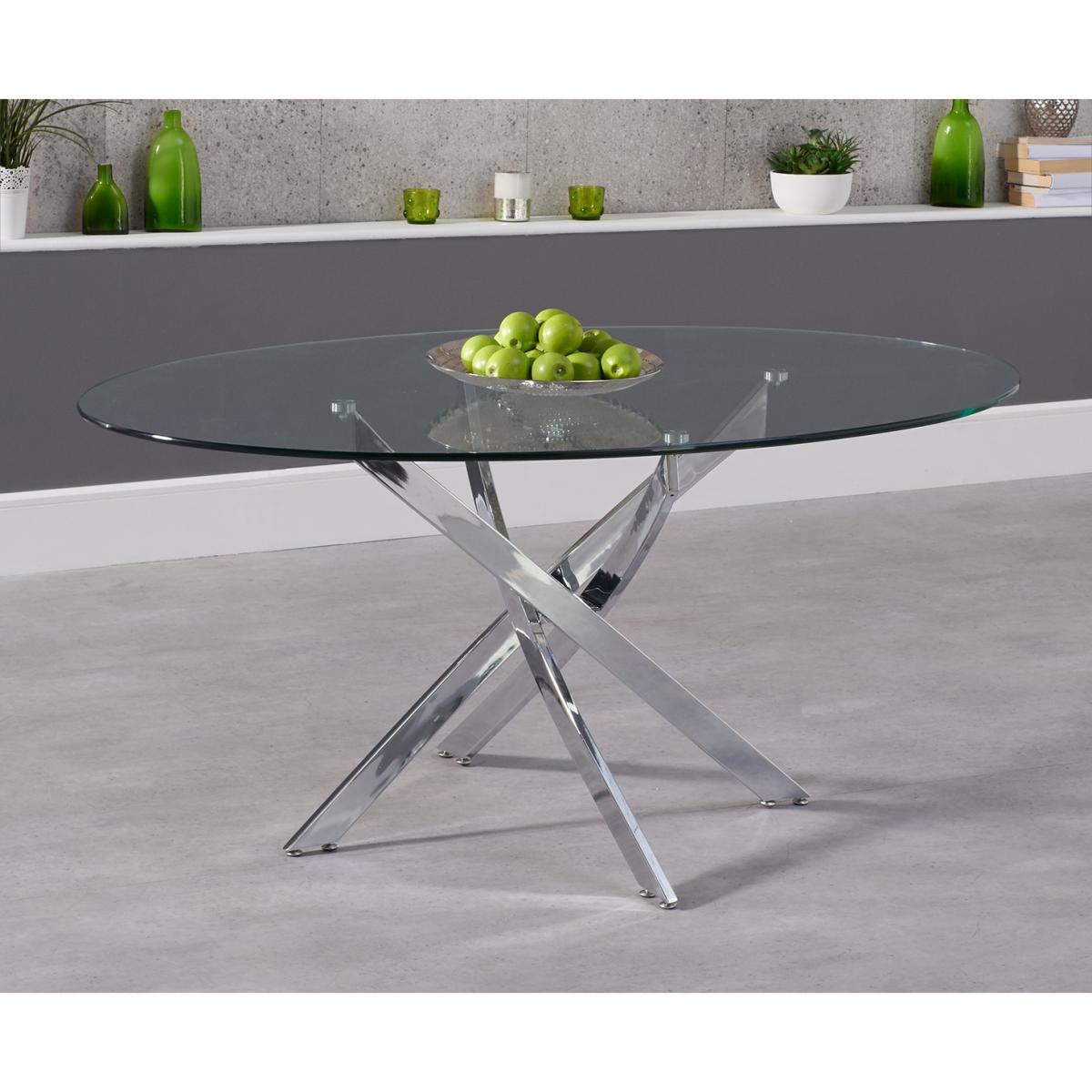 Bernini 165cm Oval Glass Dining Table with 4 Grey Vigo Chairs – image 12