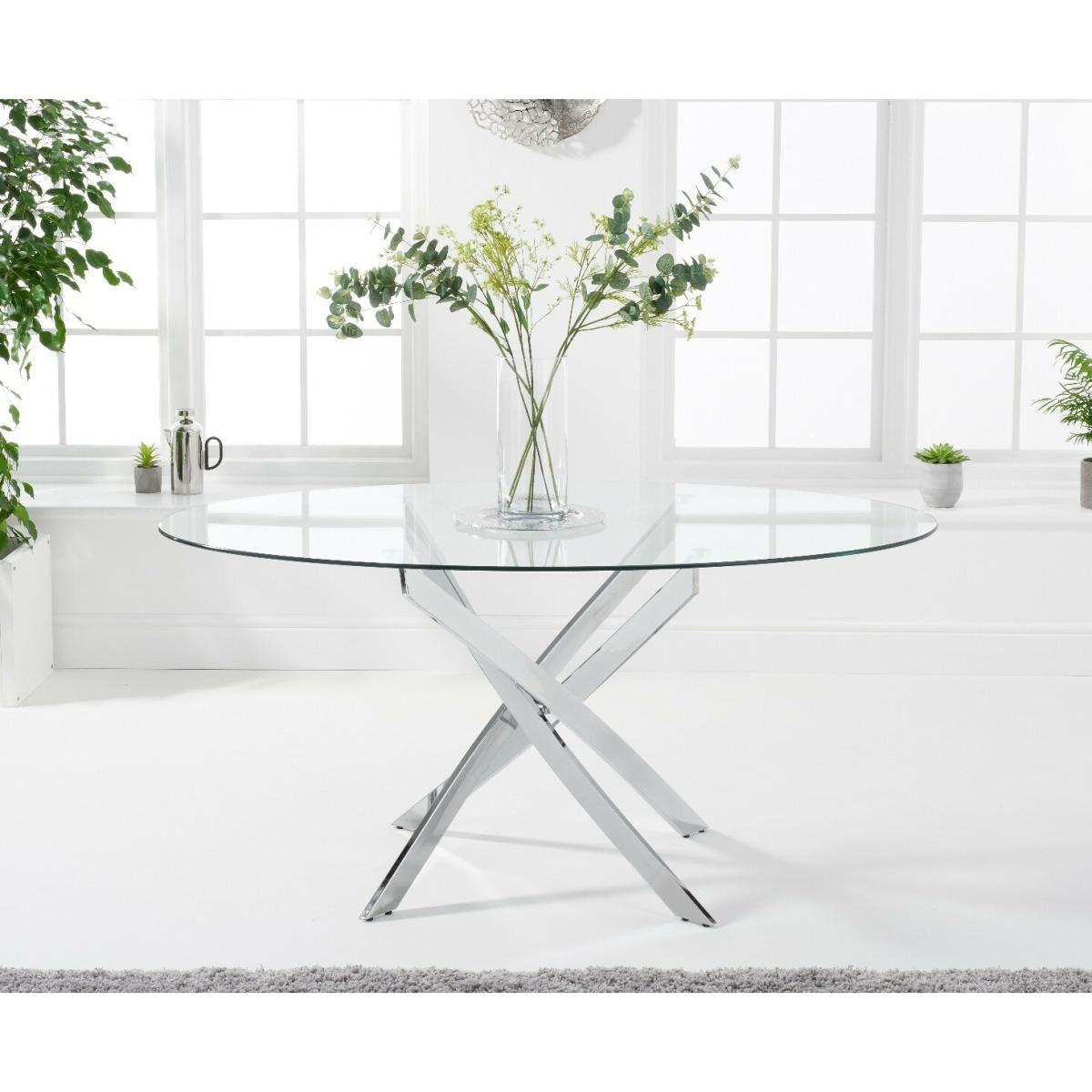 Bernini 165cm Oval Glass Dining Table with 4 Grey Vigo Chairs – image 3