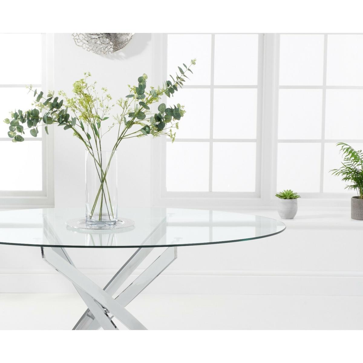 Bernini 165cm Oval Glass Dining Table with 4 Grey Vigo Chairs – image 4