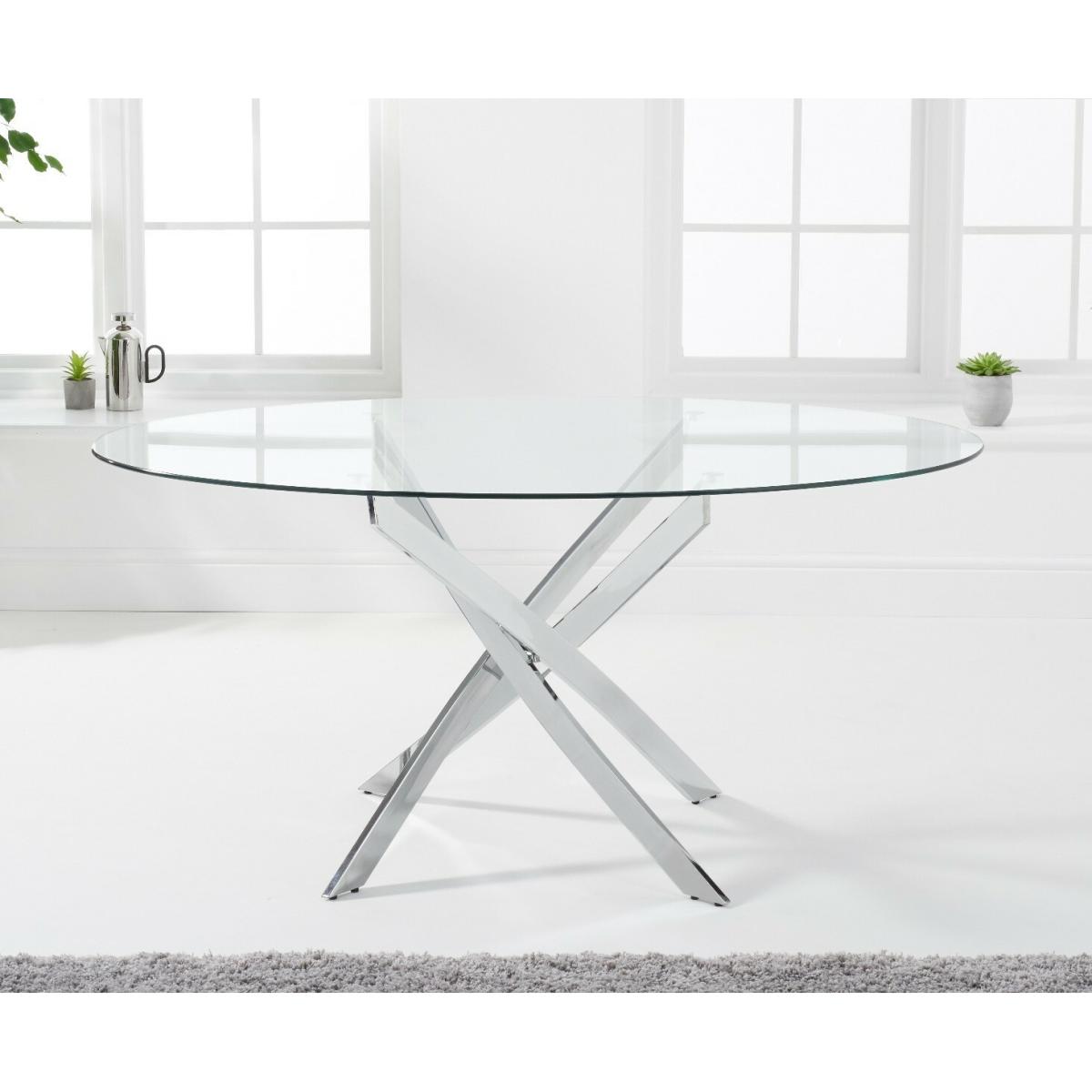 Bernini 165cm Oval Glass Dining Table with 4 Grey Vigo Chairs – image 5