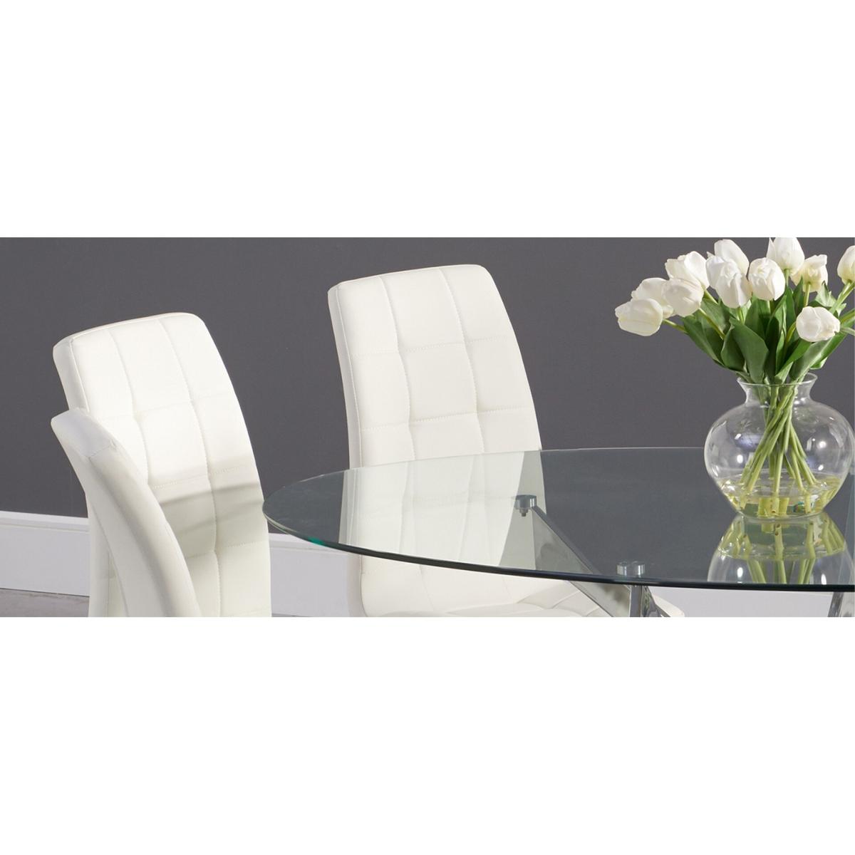 Bernini 165cm Oval Glass Dining Table with 4 Grey Vigo Chairs – image 10