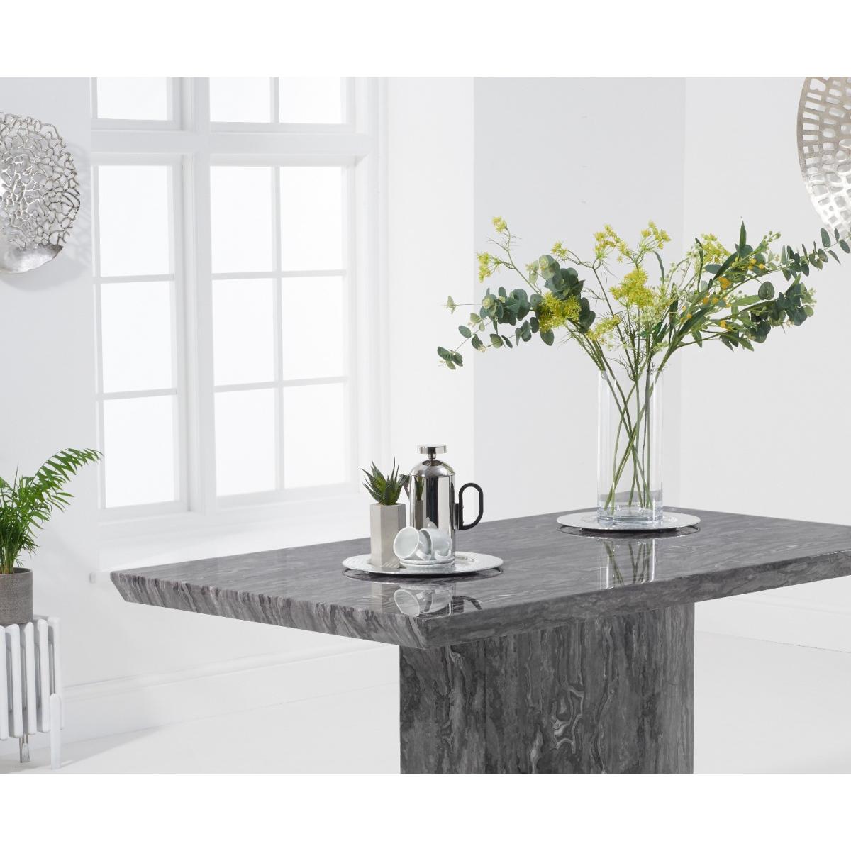 Carvelle 160cm Grey Marble Table with Giovanni Velvet Chairs - Blue, 4 Chairs – image 4