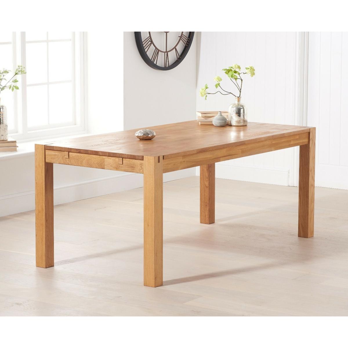 Thetford 180cm Oak Dining Table with Thetford 45cm Oak Extensions with 6 Brown Larson Chairs with 1 Brown Bench – image 2