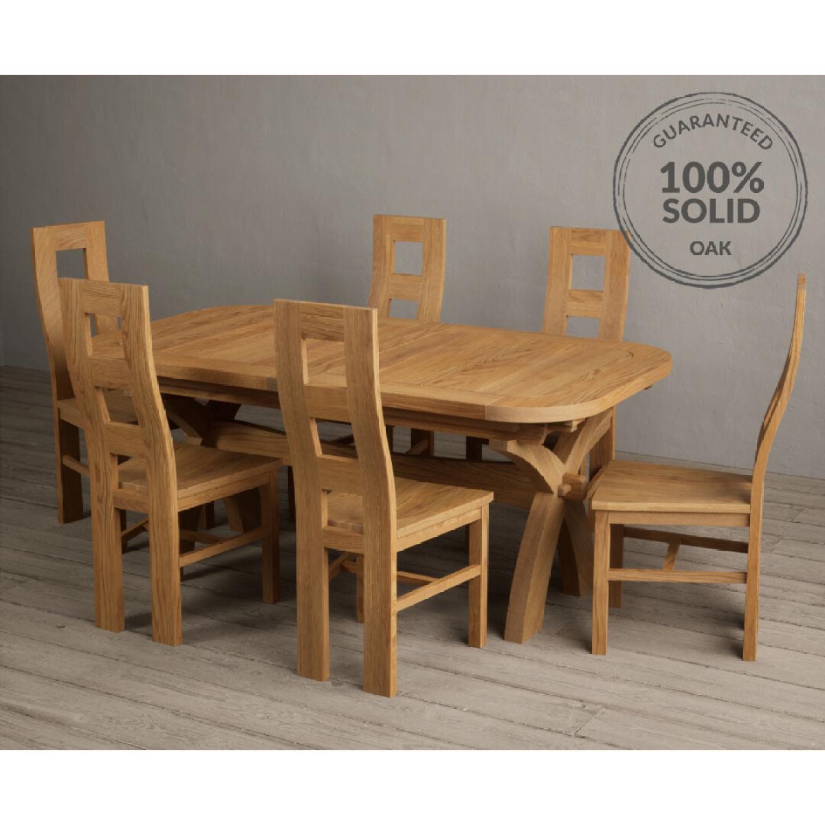 Extending Olympia 180cm Solid Oak Dining Table with 8 Oak Natural Chairs – image 2