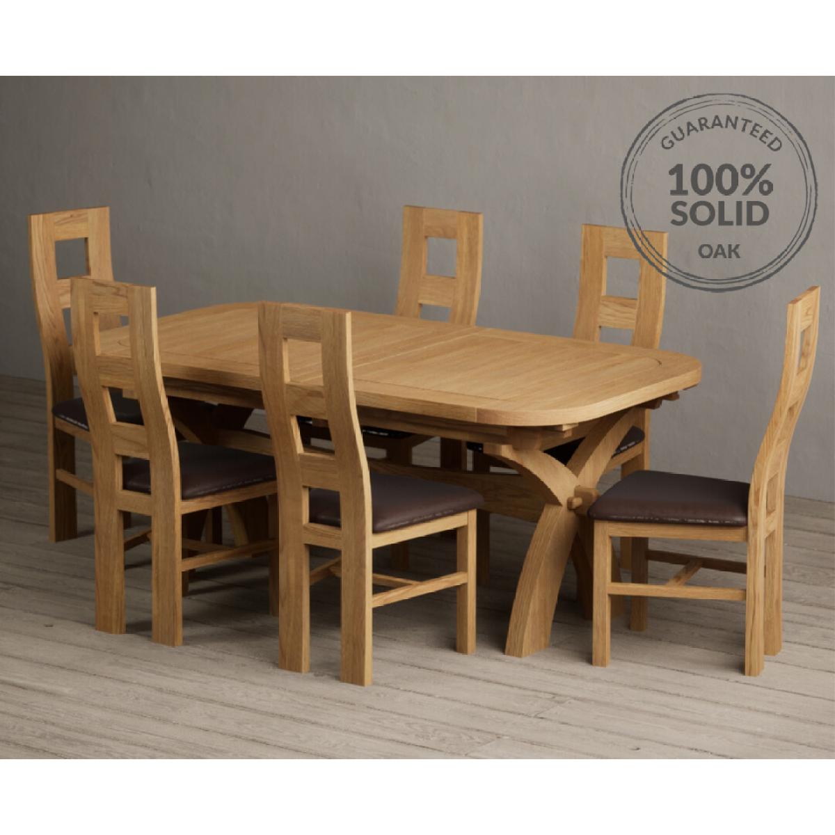 Extending Olympia 180cm Solid Oak Dining Table with 8 Oak Natural Chairs – image 15