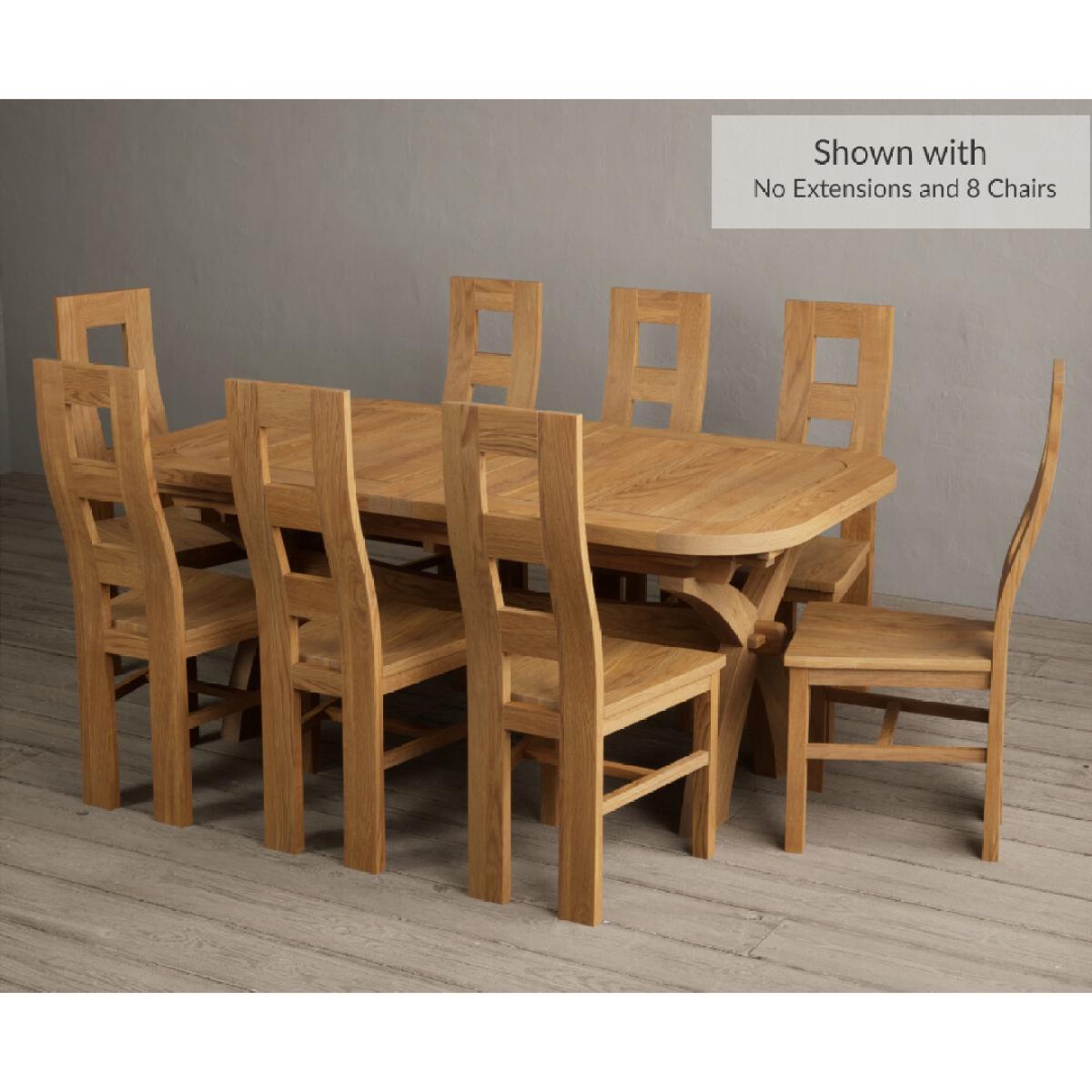 Extending Olympia 180cm Solid Oak Dining Table with 8 Oak Natural Chairs – image 5