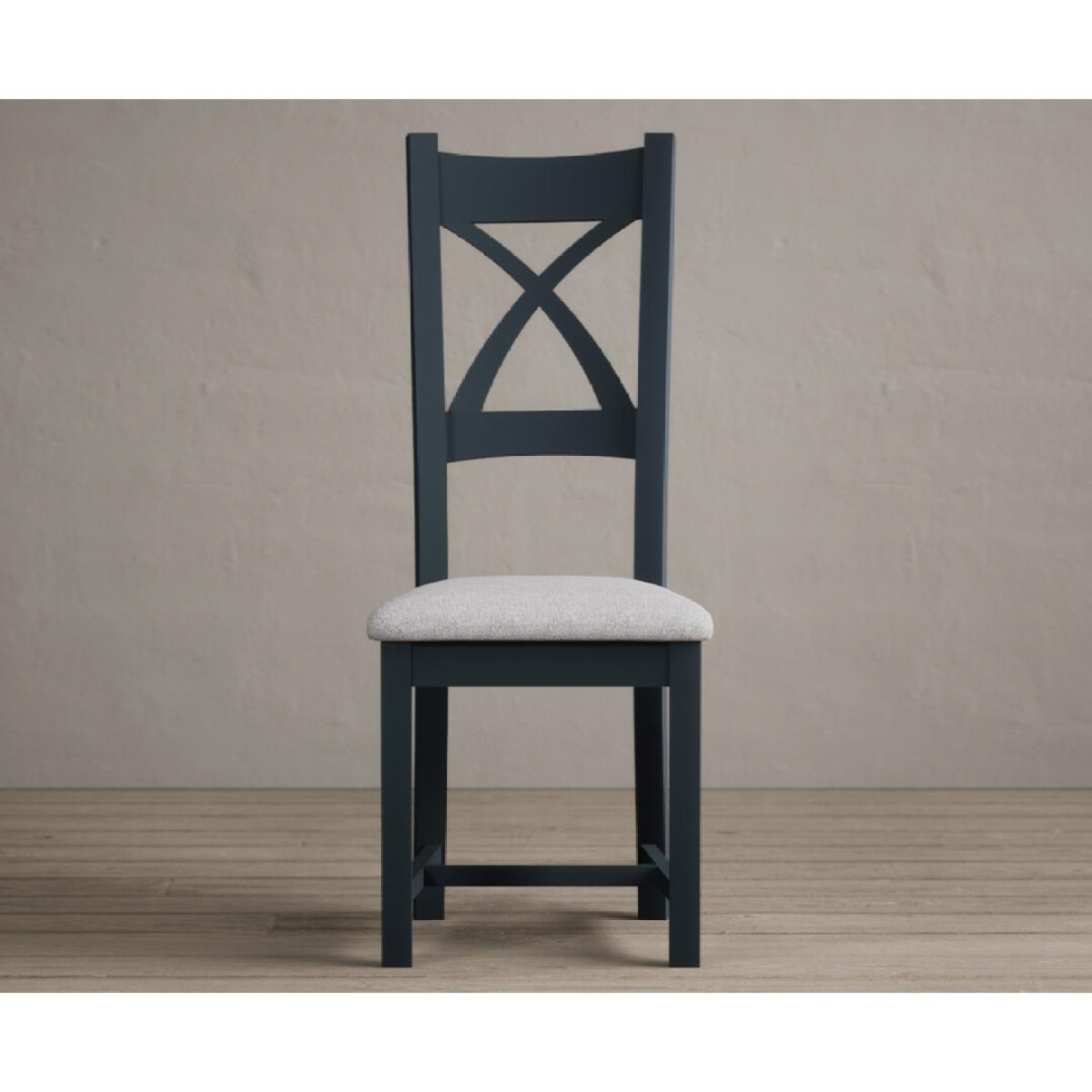 Atlas 180cm Oak and Dark Blue Extending Dining Table With 10 Blue X Back Chairs – image 8