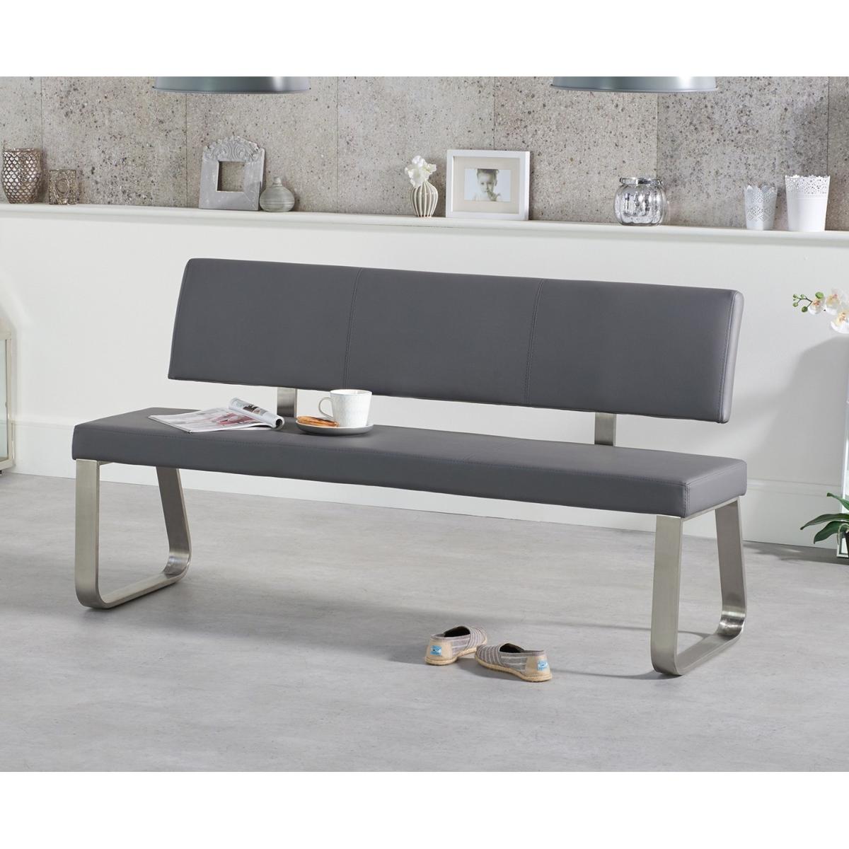 Atlanta 200cm Light Grey High Gloss Dining Table with 6 Grey Austin Chairs with 1 Grey Bench – image 17