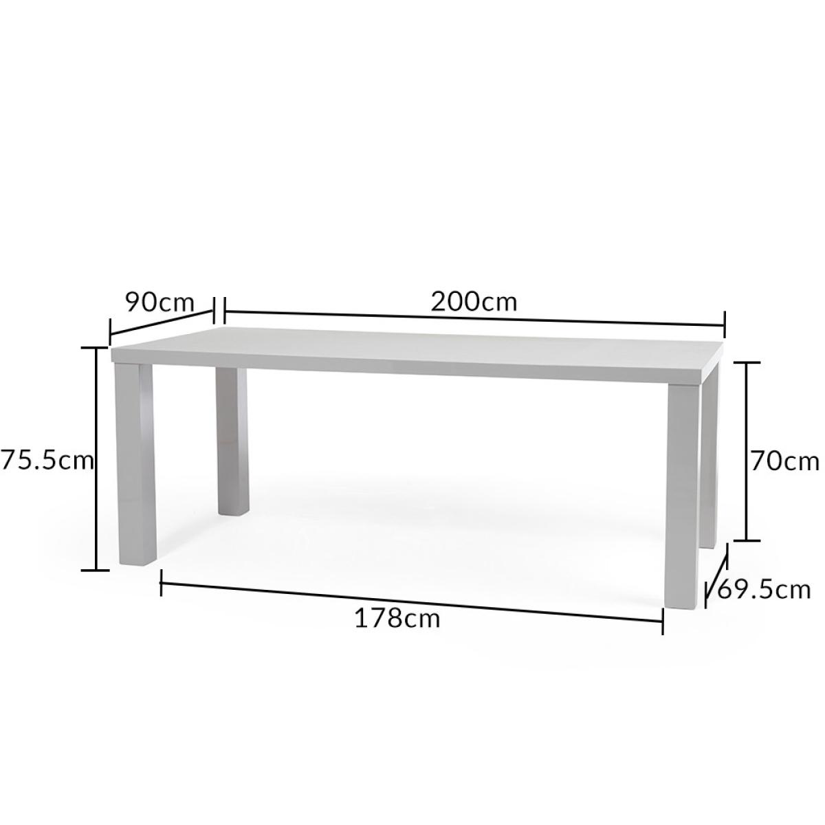 Atlanta 200cm Light Grey High Gloss Dining Table with 6 Grey Austin Chairs with 1 Grey Bench – image 26