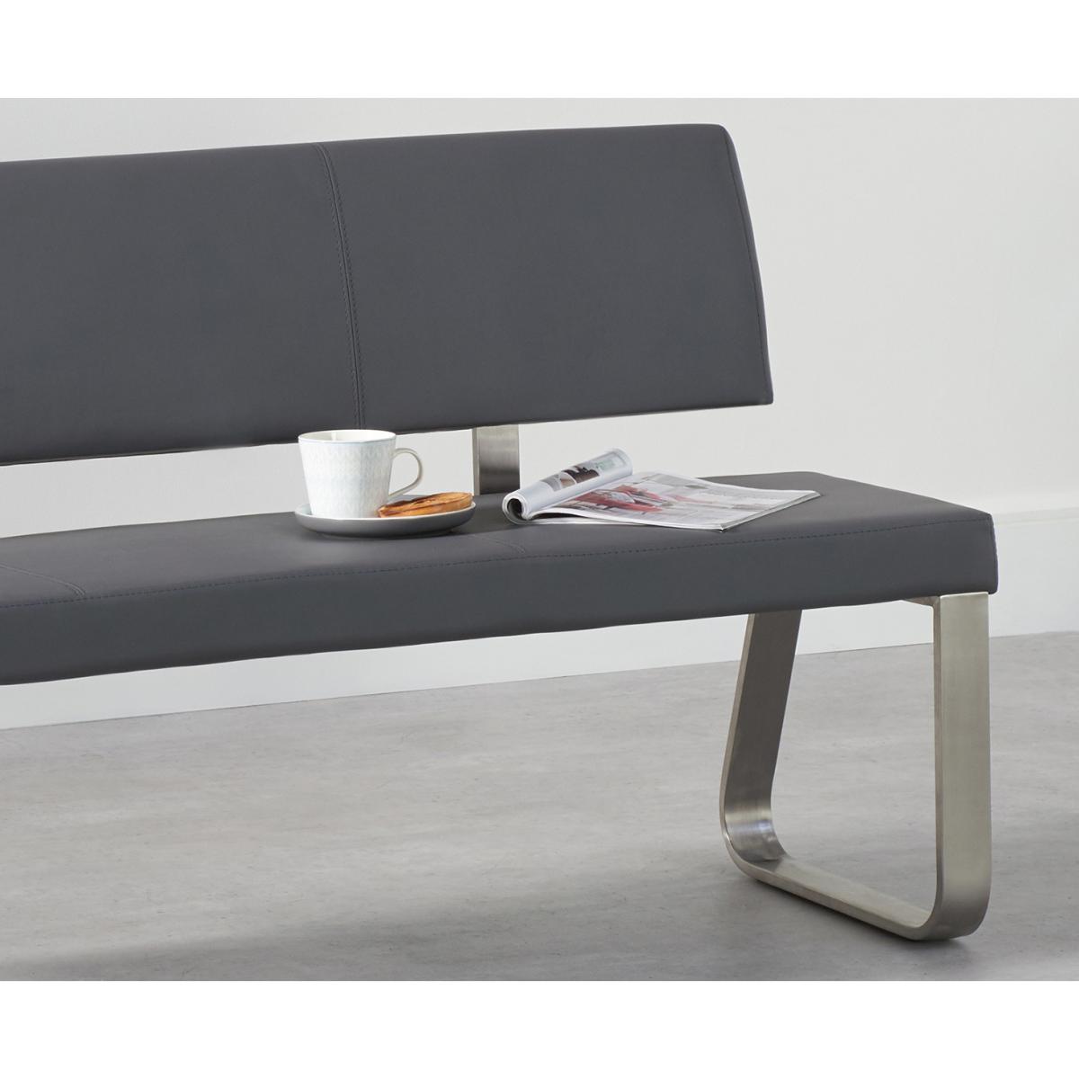 Atlanta 200cm Light Grey High Gloss Dining Table with 6 Grey Austin Chairs with 1 Grey Bench – image 6