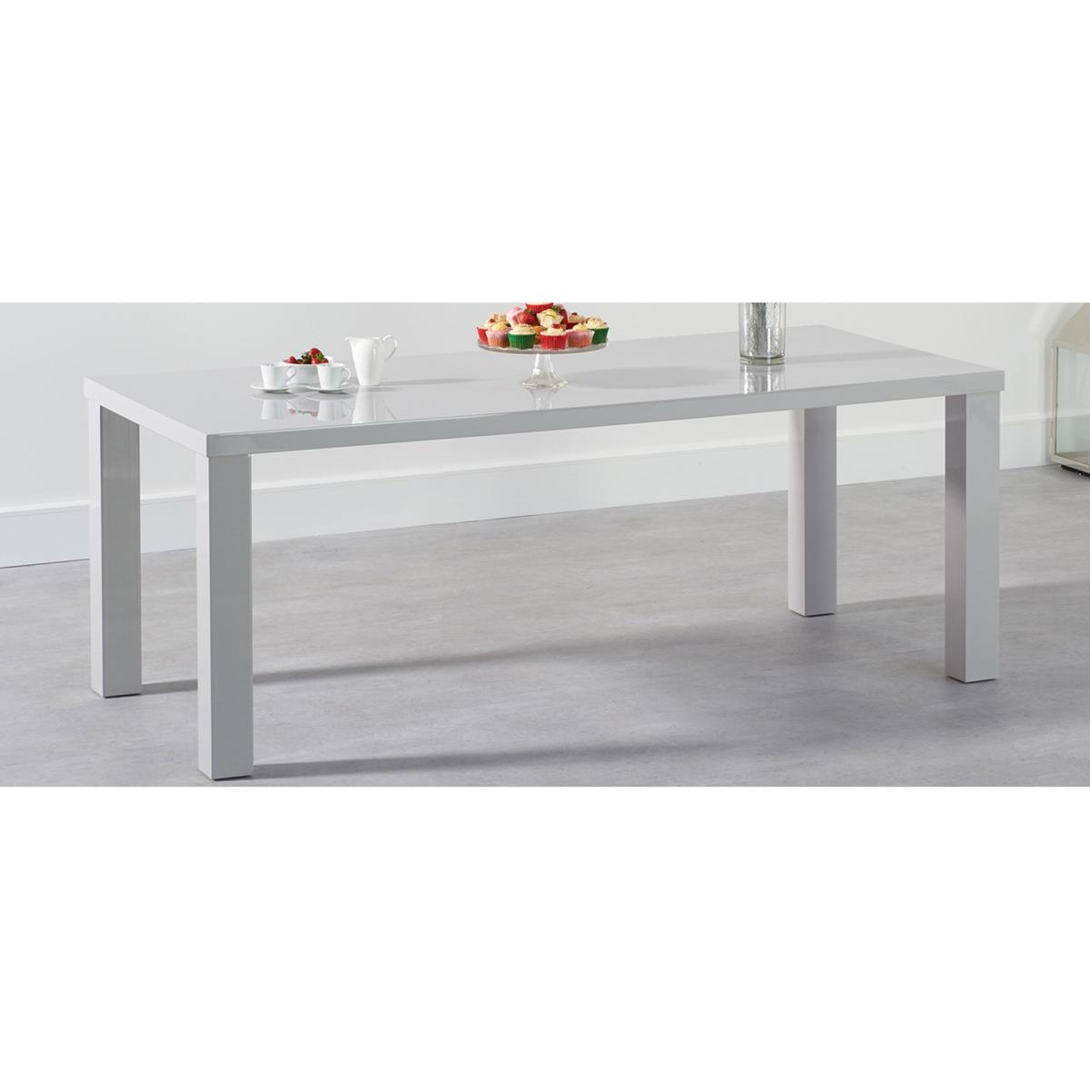 Atlanta 200cm Light Grey High Gloss Dining Table with 6 Grey Austin Chairs with 1 Grey Bench – image 9