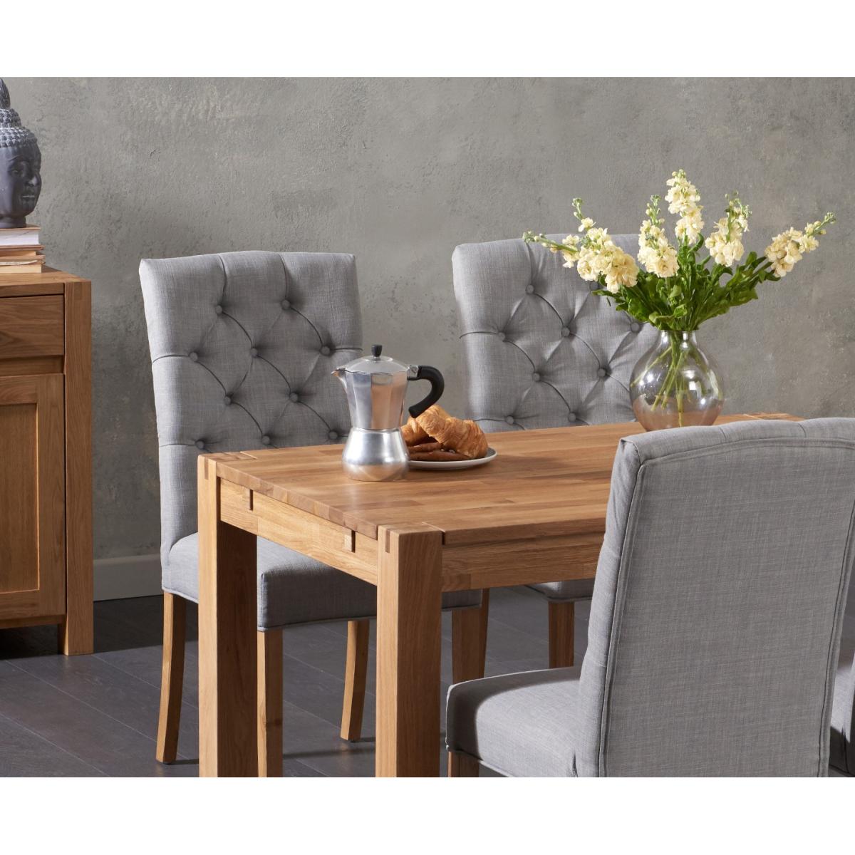 Verona 120cm Solid Oak Dining Table With 6 Cream Isabella Fabric Chairs – image 2