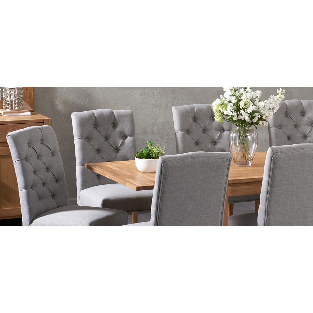 Verona 120cm Solid Oak Dining Table With 6 Cream Isabella Fabric Chairs – image 11