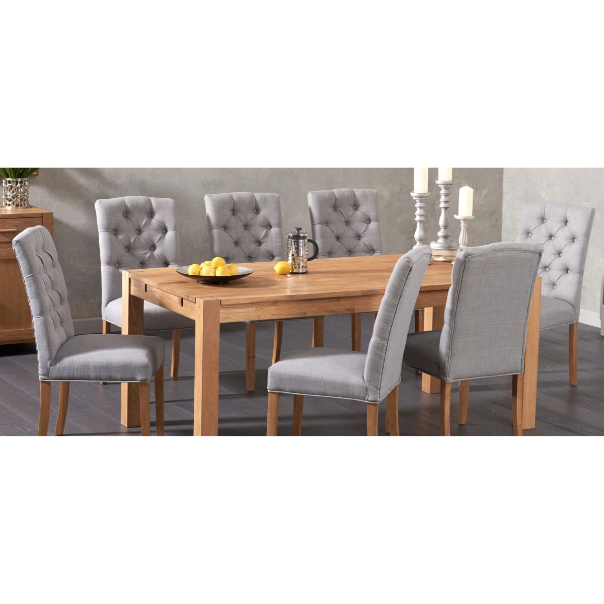 Verona 120cm Solid Oak Dining Table With 6 Cream Isabella Fabric Chairs – image 15