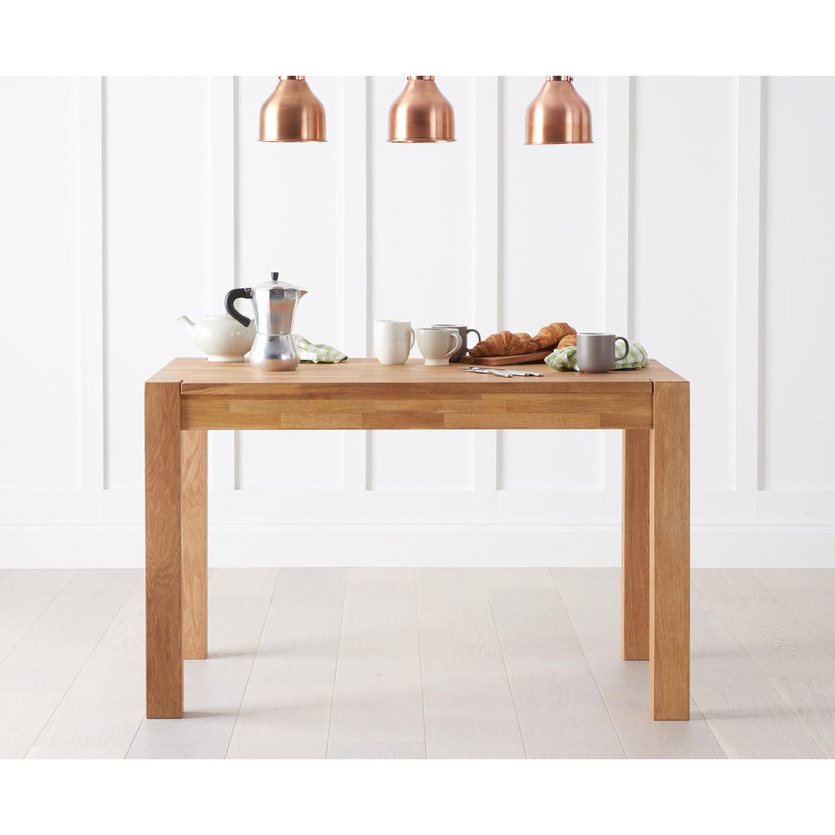 Verona 120cm Solid Oak Dining Table With 6 Cream Isabella Fabric Chairs – image 3