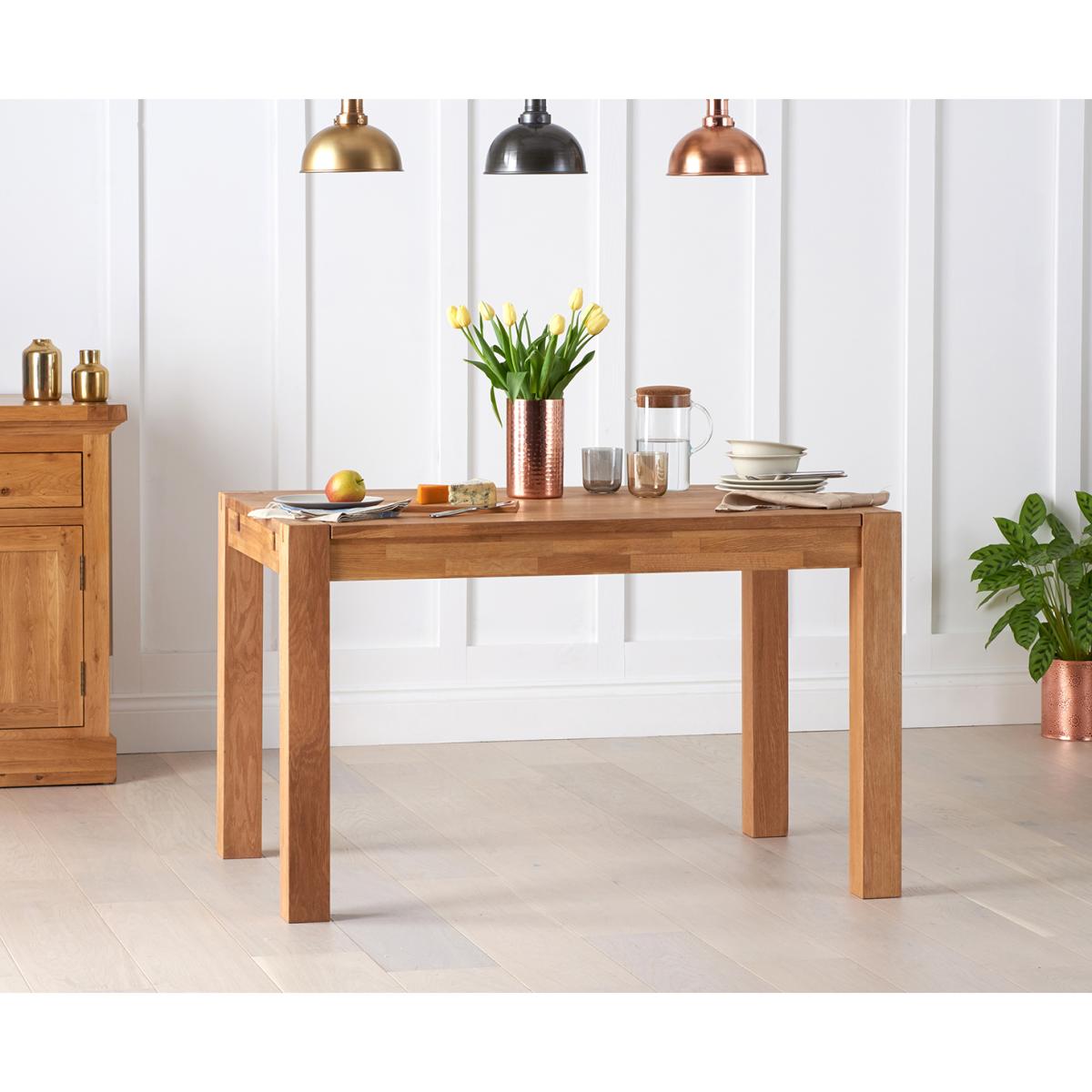 Verona 120cm Solid Oak Dining Table With 6 Cream Isabella Fabric Chairs – image 4