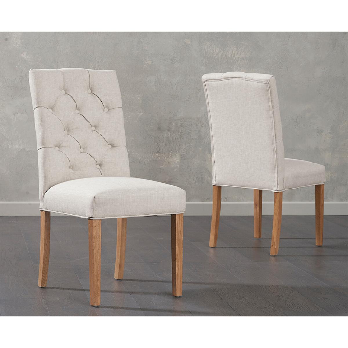 Verona 120cm Solid Oak Dining Table With 6 Cream Isabella Fabric Chairs – image 10