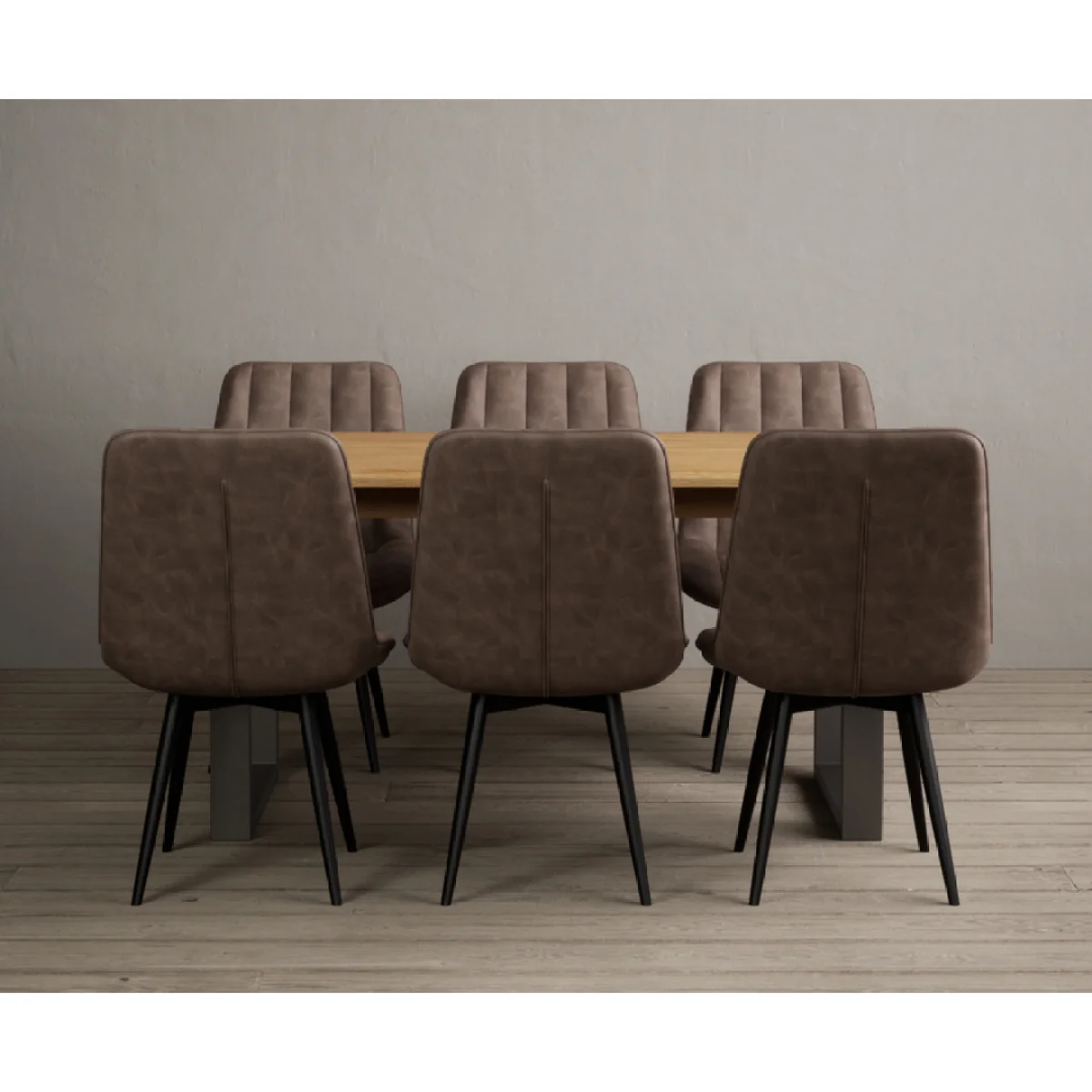 Parker 160cm Solid Oak Dining Table with 6 Brown Larson Chairs – image 3