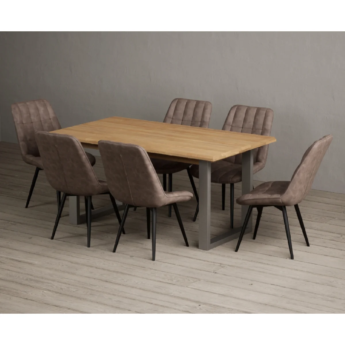 Parker 160cm Solid Oak Dining Table with 6 Brown Larson Chairs – image 4
