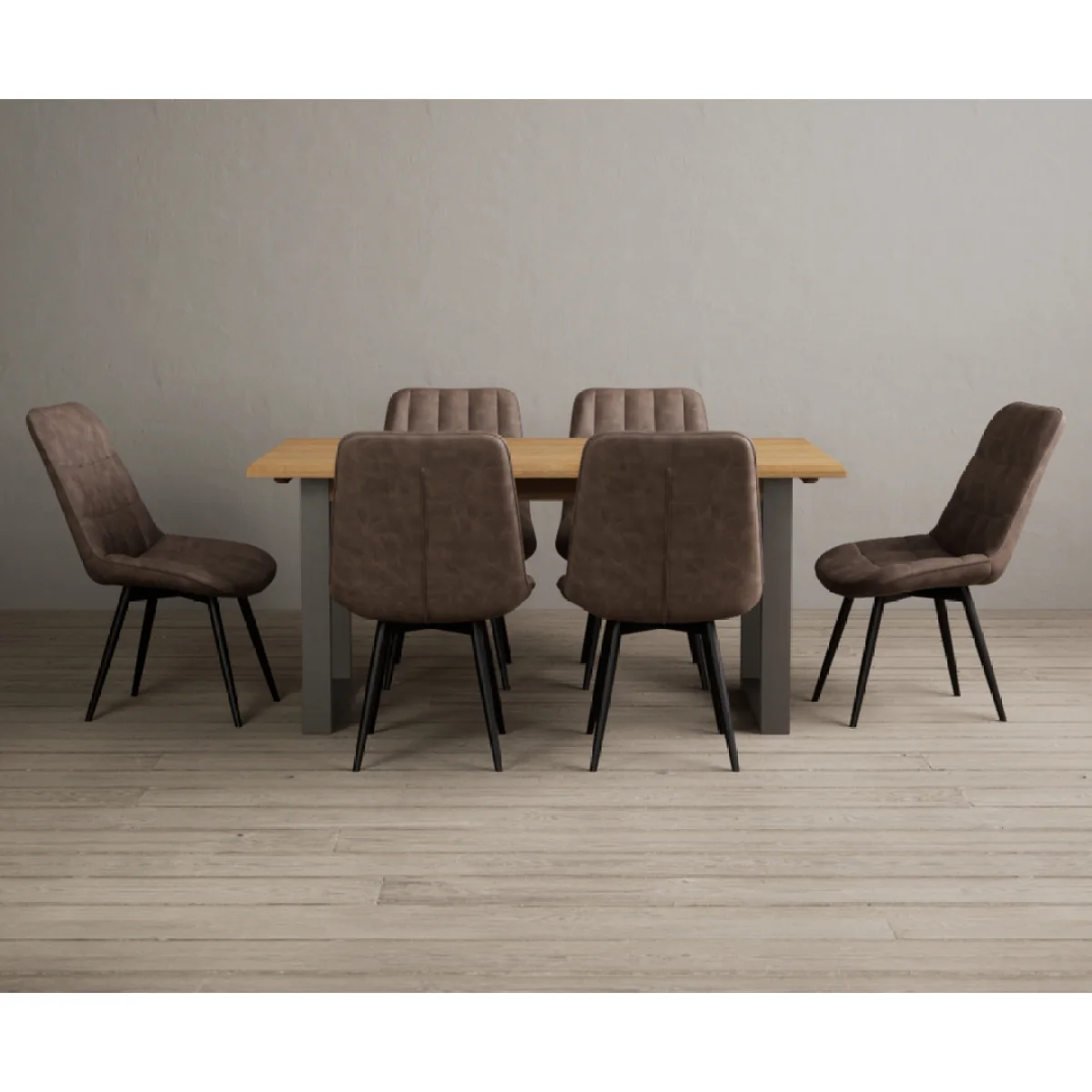 Parker 160cm Solid Oak Dining Table with 6 Brown Larson Chairs – image 5