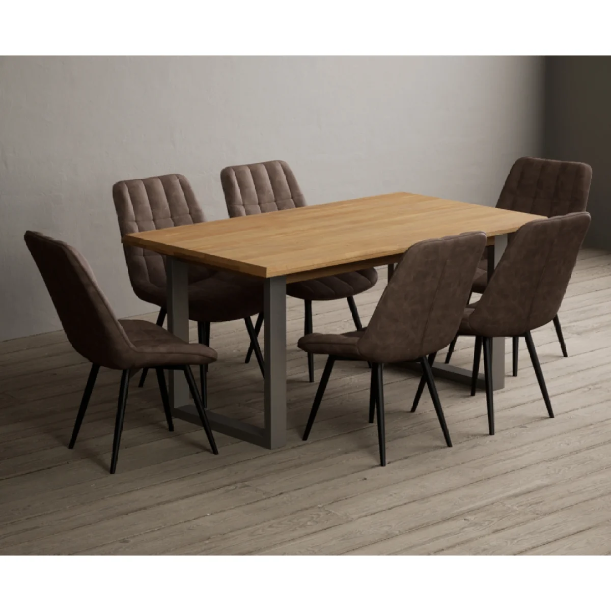 Parker 160cm Solid Oak Dining Table with 6 Brown Larson Chairs – image 6