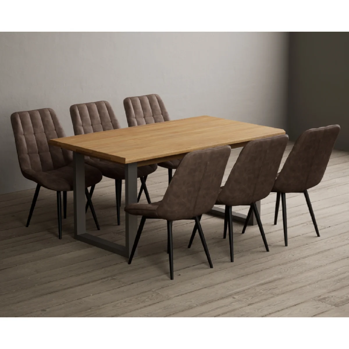 Parker 160cm Solid Oak Dining Table with 6 Brown Larson Chairs – image 7