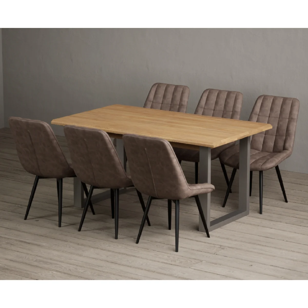 Parker 160cm Solid Oak Dining Table with 6 Brown Larson Chairs – image 8