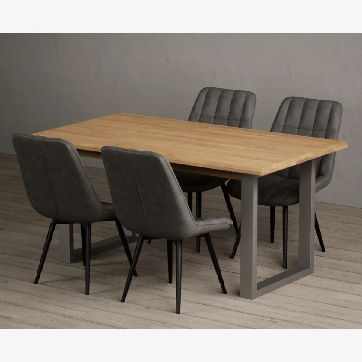 Parker 160cm Solid Oak Dining Table with 6 Brown Larson Chairs – image 1
