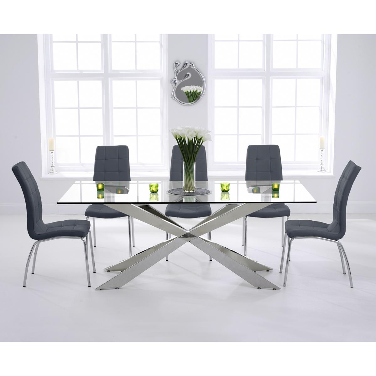 Juniper 200cm Glass Dining Table With 10 Red Enzo Chairs – image 3