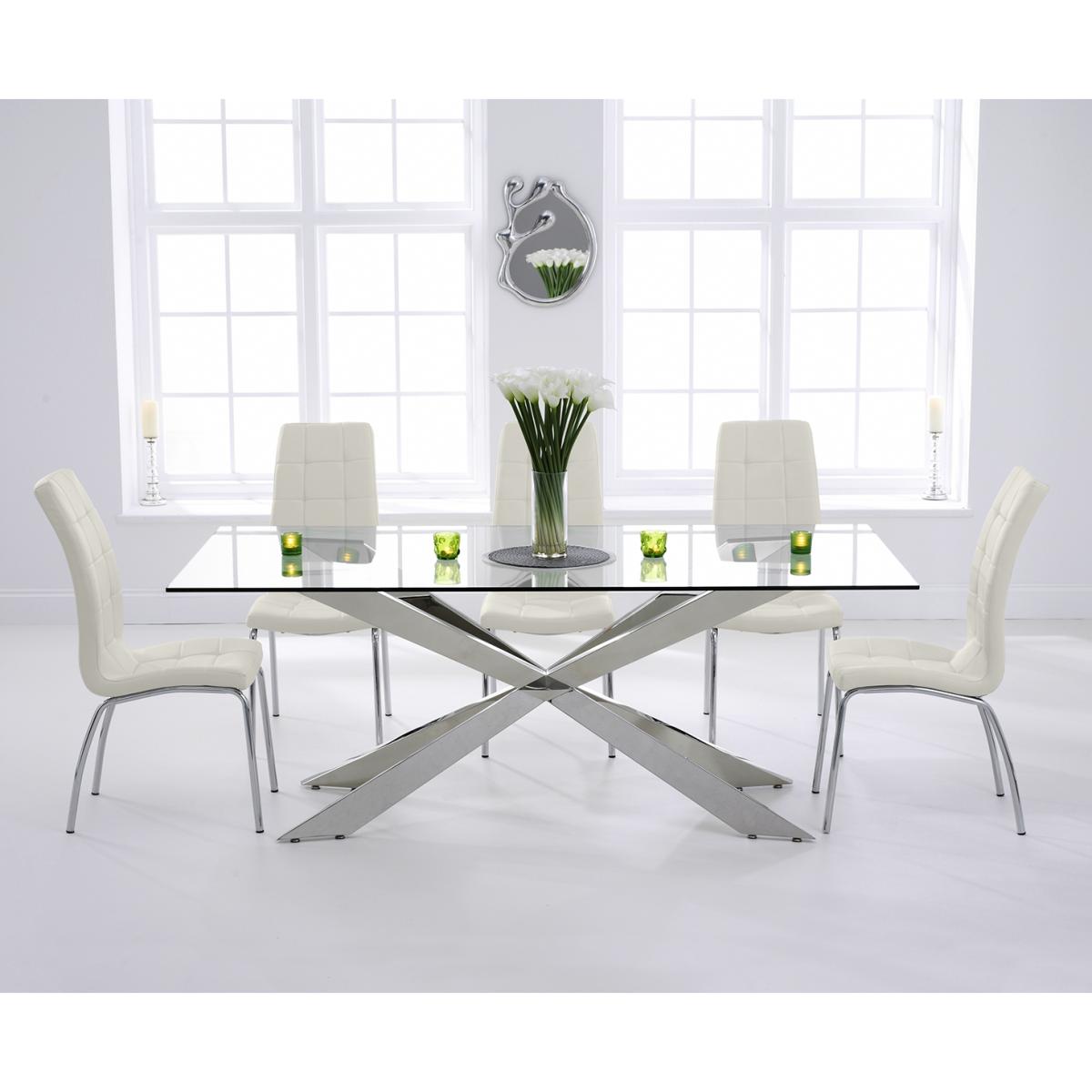 Juniper 200cm Glass Dining Table With 10 Red Enzo Chairs – image 4