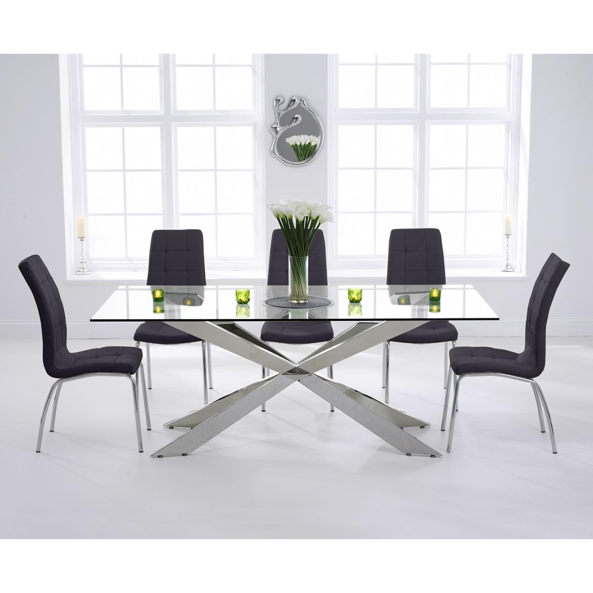 Juniper 200cm Glass Dining Table With 10 Red Enzo Chairs – image 5