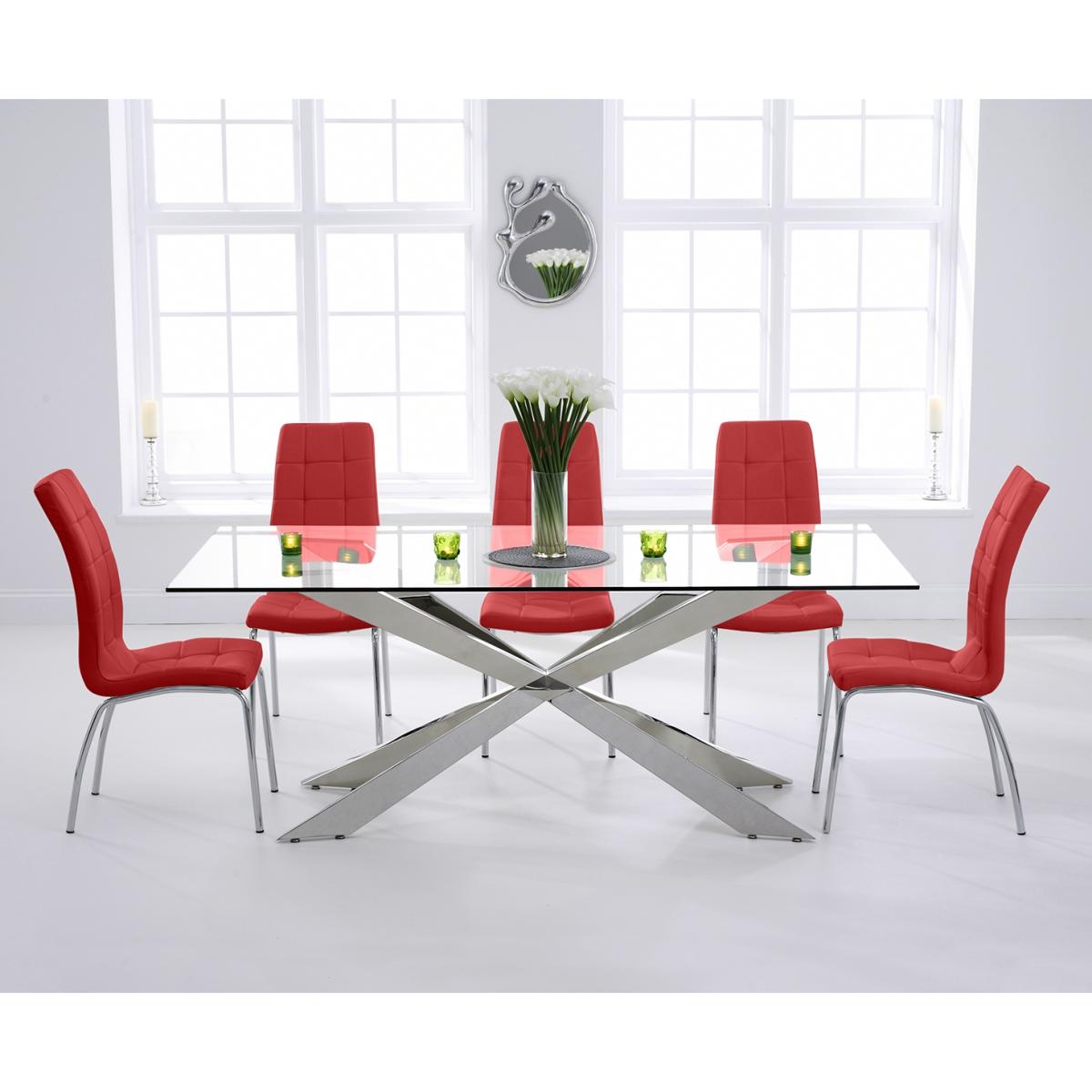 Juniper 200cm Glass Dining Table With 10 Red Enzo Chairs – image 6