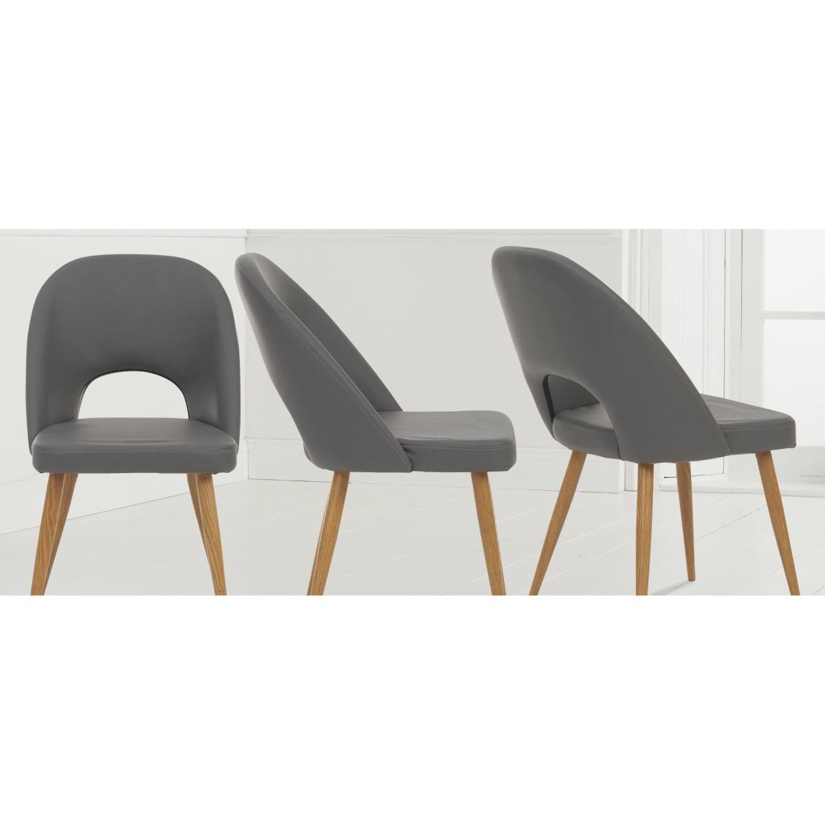 Thetford 120cm Solid Oak Dining Table With 4 Grey Hudson Faux Leather Chairs – image 7